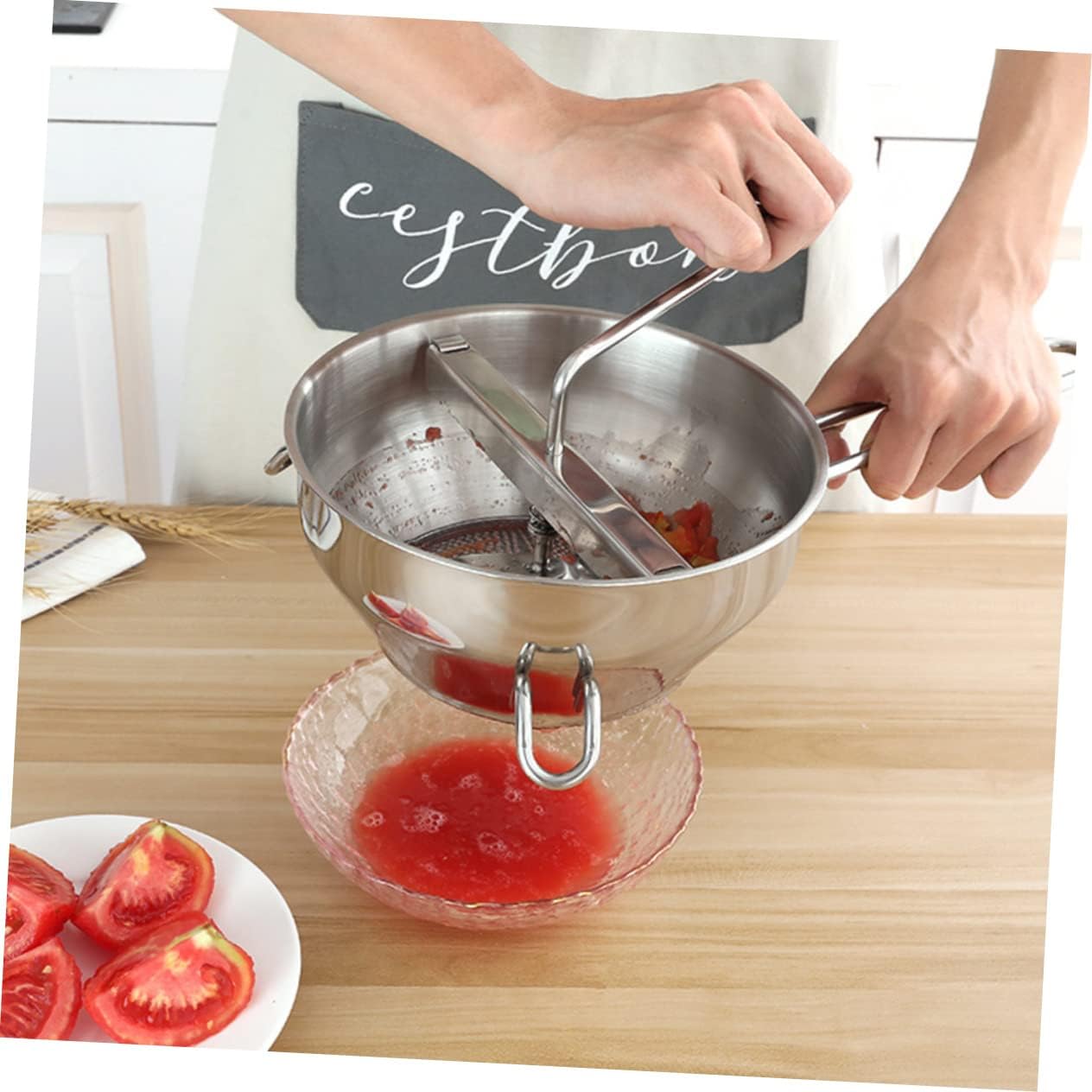 Stainless Steel Potato Ricer Masher Manual Food Presser Vegetable Ricer Fruit Masher Portable for Home Hotel Restaurant