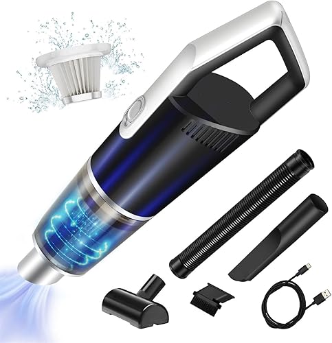 Aspiradora de mano, aspiradora portátil con carga USB, mini aspiradora fácil de limpiar, interior del automóvil, teclado y grietas de sofá, color