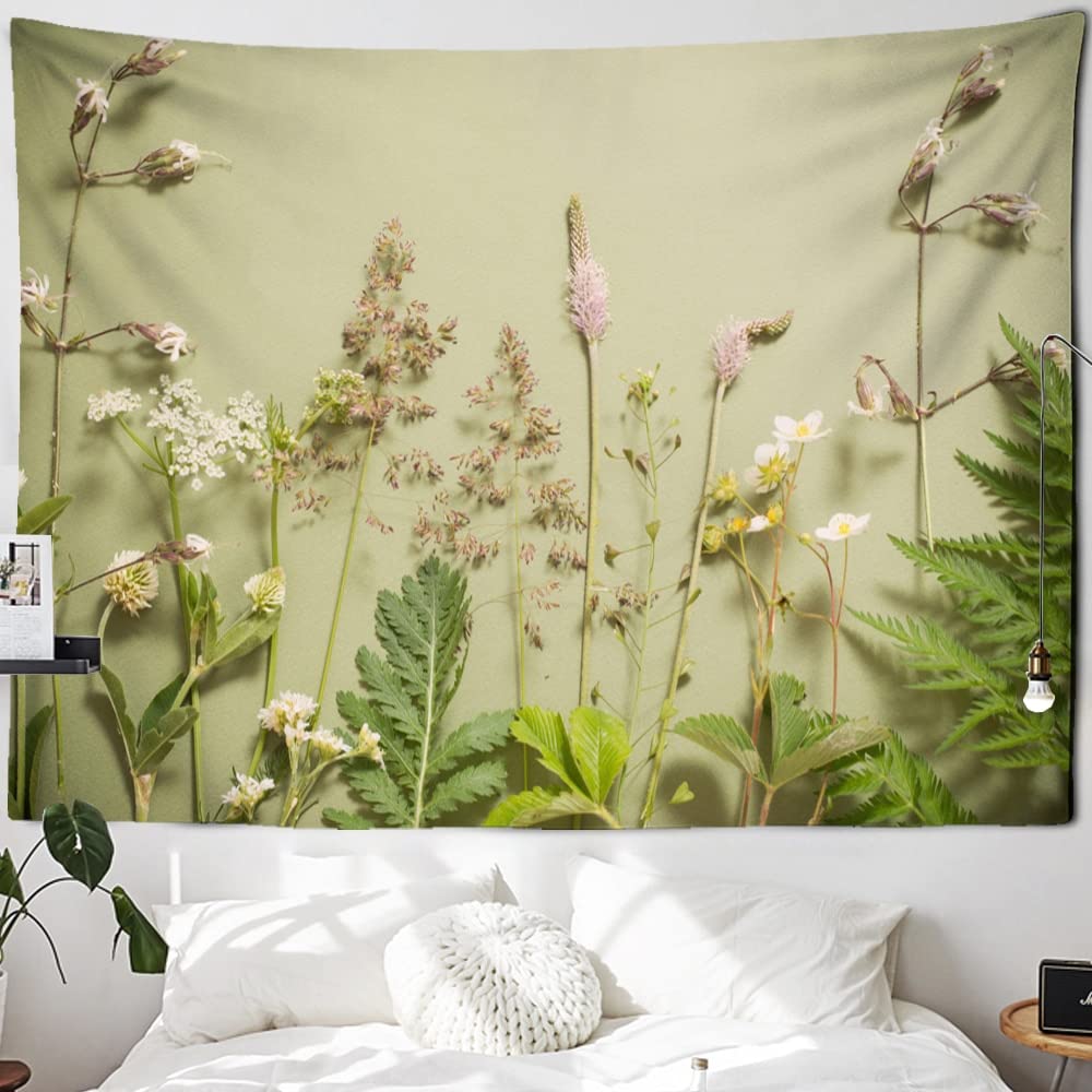 Semplicità Fiori Arazzo Piante verdi Appeso a parete Naturale Bella casa Camera da letto Art Style Home Decor (W)230×(H)180CM