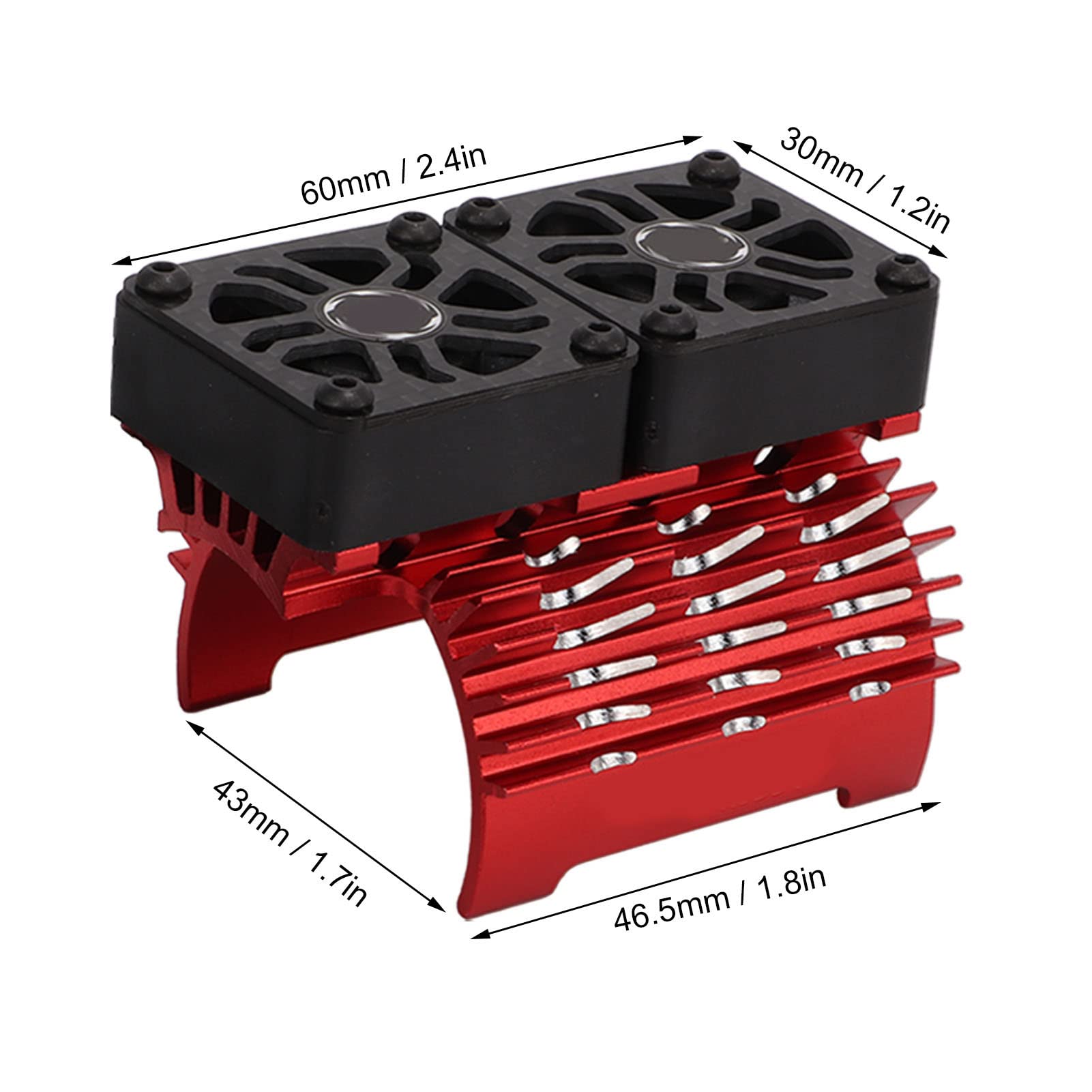 RC Brushless Motor Cooling Fan, Dual Motor Heatsink, Double Fan Heat Dissipation, Strong Heat Dissipation Capacity, Easy to Use, Suitable for 1/8 Remote Control Car, Made of (Red)