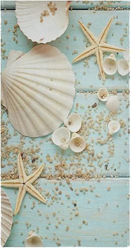 Miniatura 3 de Juego de 2 toallas de mano de conchas y estrellas de mar, absorbentes azules, toallas de baño suaves con punta de los dedos, toalla transpirable de