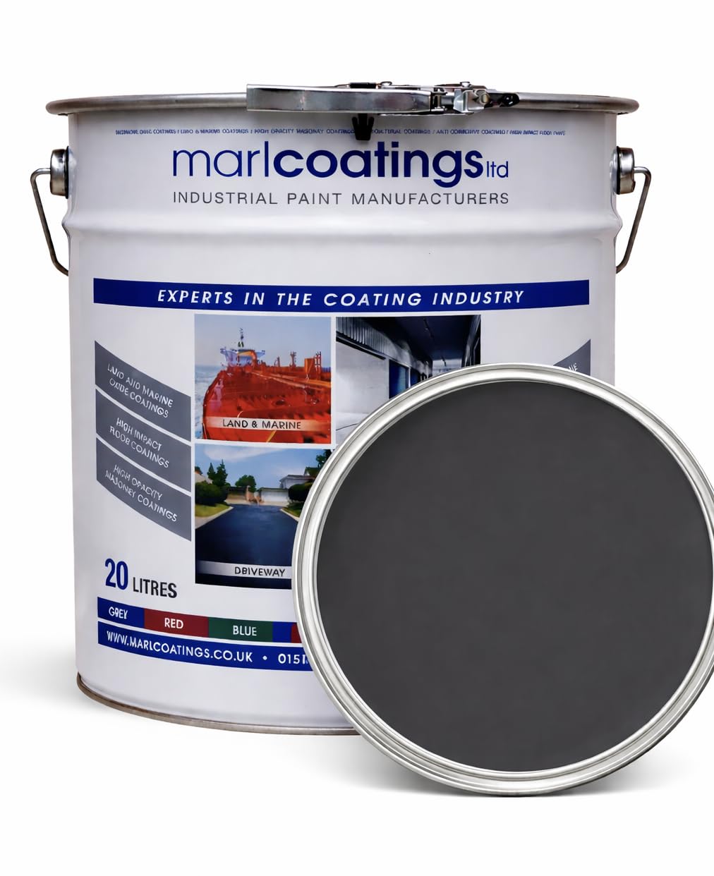 marlcoatings Heavy Duty Hardwearing Polyurethane Concrete Industrial (20L Dark Grey) Semi Gloss Floor Paint, Great for Garages, Car showrooms, Factories and Many other uses.