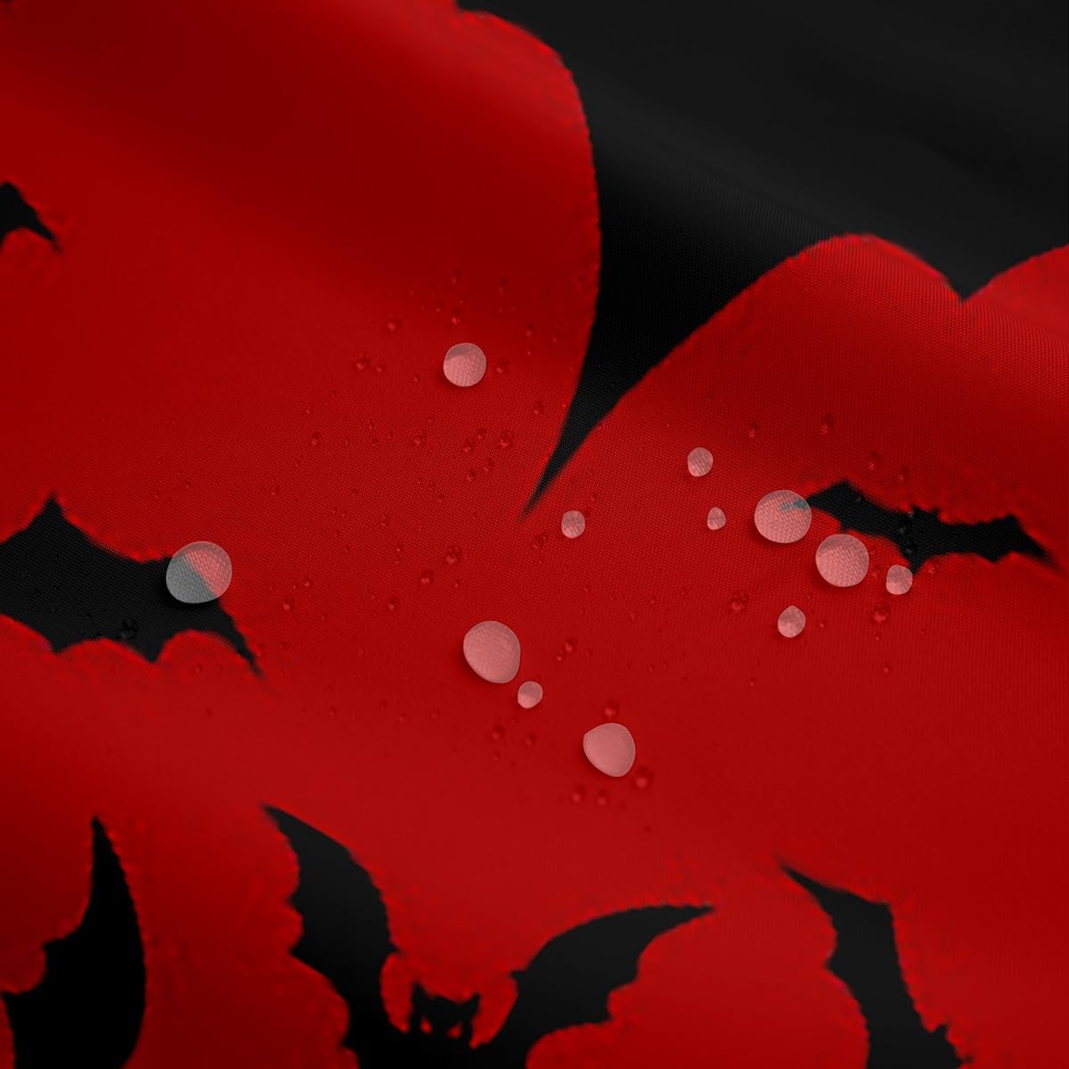 Erosebridal Halloween Bat Shower Curtain for Kids Boys 72" Wx78 L,Red Black Gothic Bathroom Curtain for Teen Men Goth Damask Bats Bathroom Accessories Halloween Animal Decor for Shower