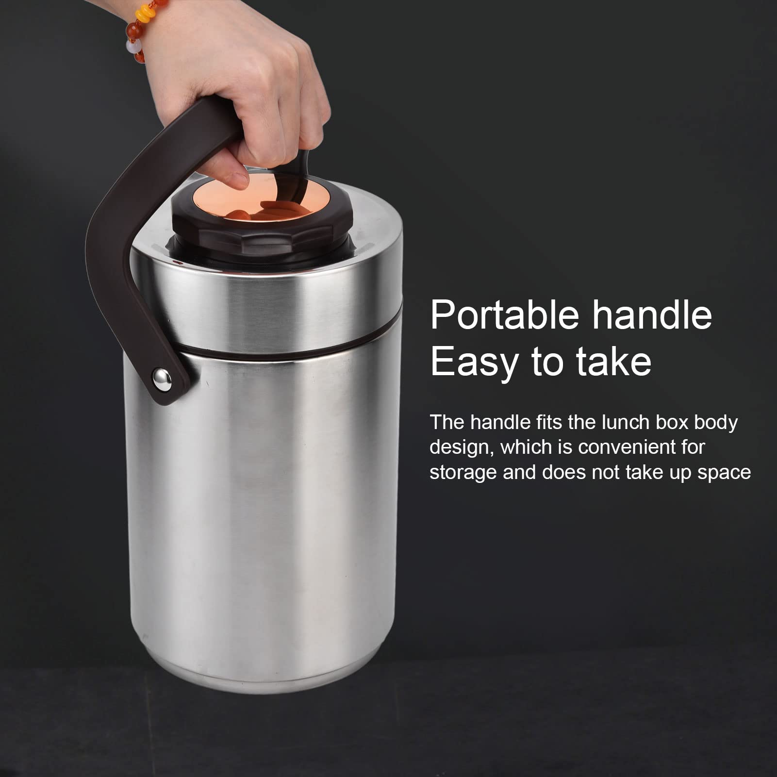 2,3L Thermos pour Repas Alimentaire, Récipient Isotherme Chaud 3 étages 304 Acier Inoxydable Boîte Repas Lunch Box Vacuums, avec Double Paroi pour Travail, Voyage, Pique-nique & Camping