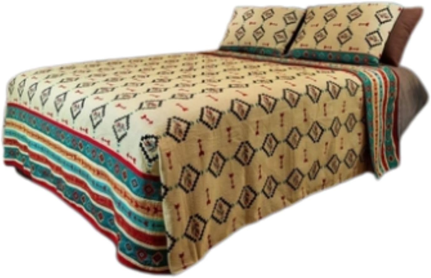 Kinara Western Bedding Set King Size - Southwestern Aztec Tribal Print Bed Spread Set - Cibola