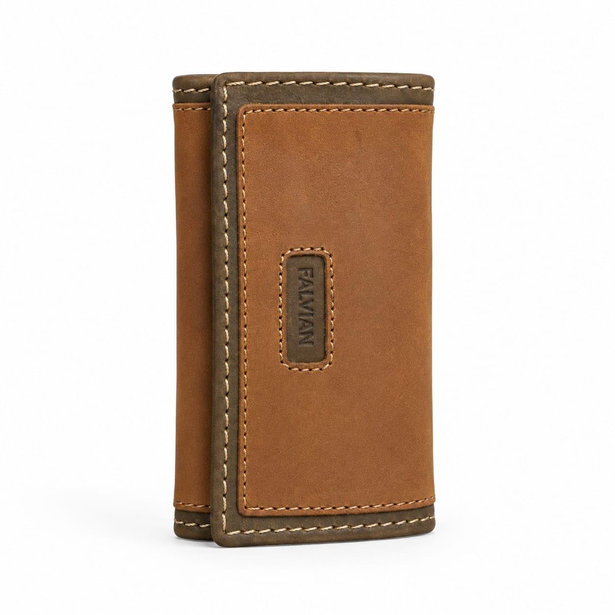 Genuine Leather Key Holder Wallet for Men & Women | 6 Hook Key Organizer with 2 Side Card Pockets, Snap Button Closure | Compact Leather Key Case for Home, Office, Bike & Car Keys | Tan Brown-image-34