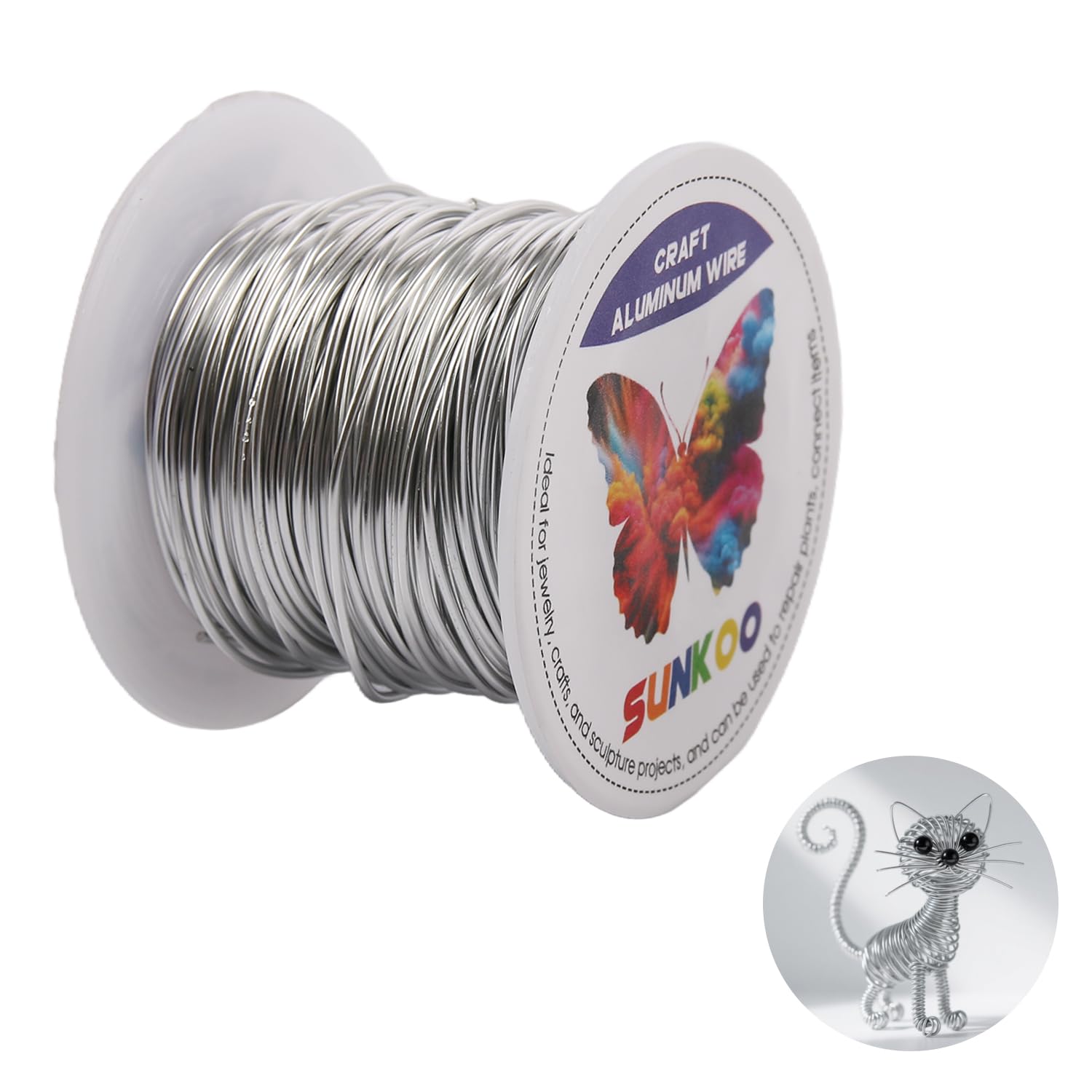 Sunkoo 18 Gauge 1mm Silver Aluminium Craft Wire,98.4Ft Bendable Wire for Jewellery Making, Sculpting, Floristry, Armature, Wrapping & Modelling Projects