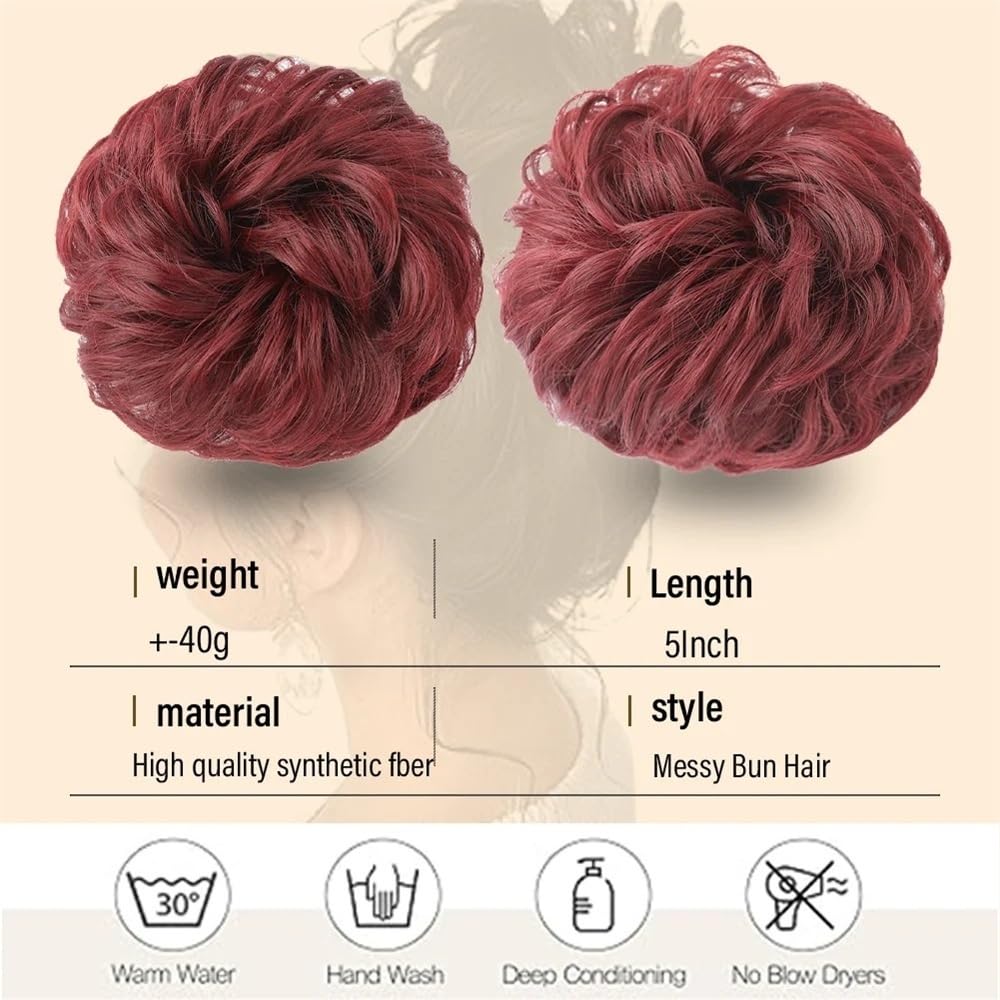 Facile da usare Chignon spettinato, acconciature spesse, extension for capelli sintetici elastici, ondulati e ricci, for coda di cavallo. Accessorio(12)