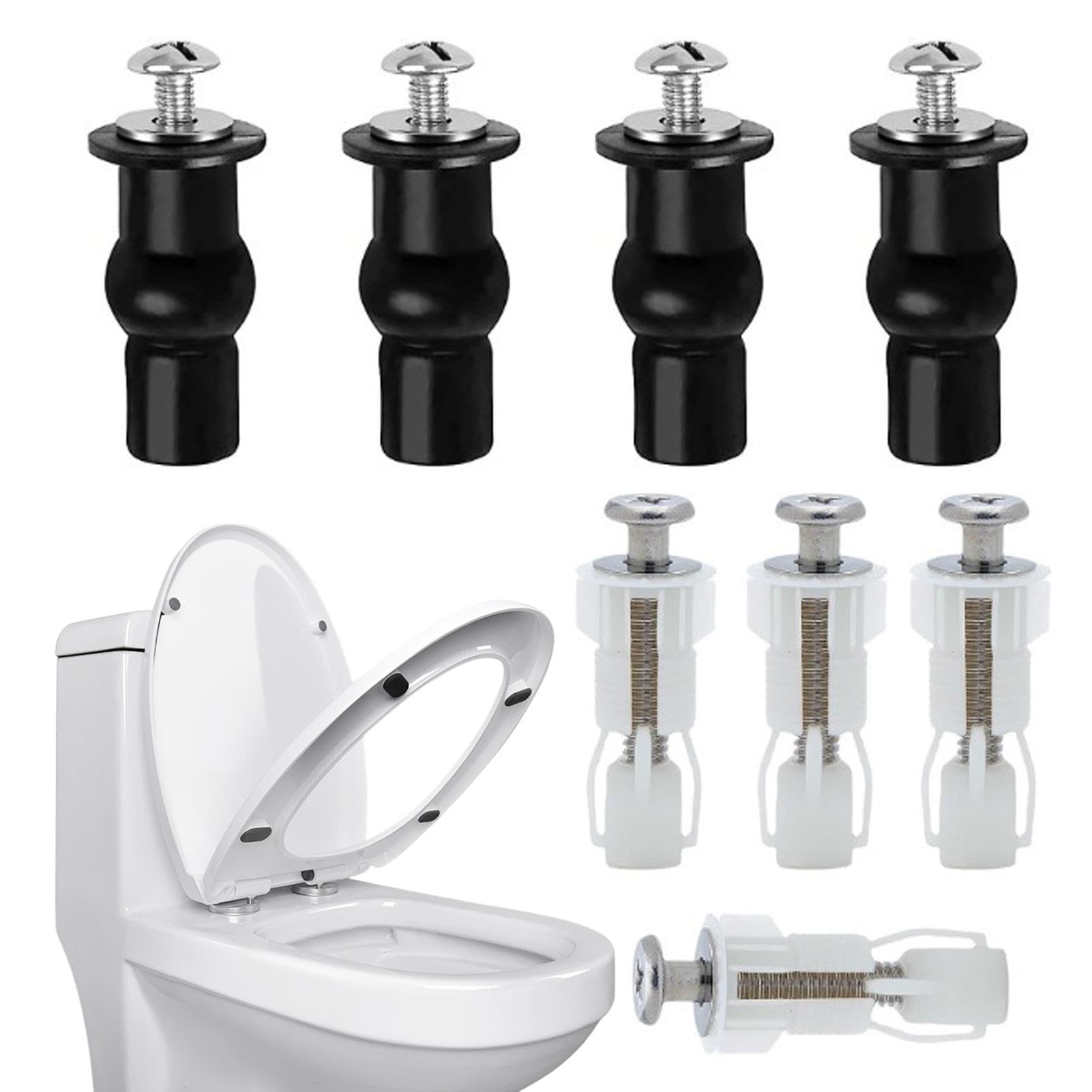 YINETTECH Toiletten-Deckel Befestigungsschrauben – 1 Paar, Schwarz, ABS & Stahl, Einfach Zu Montieren
