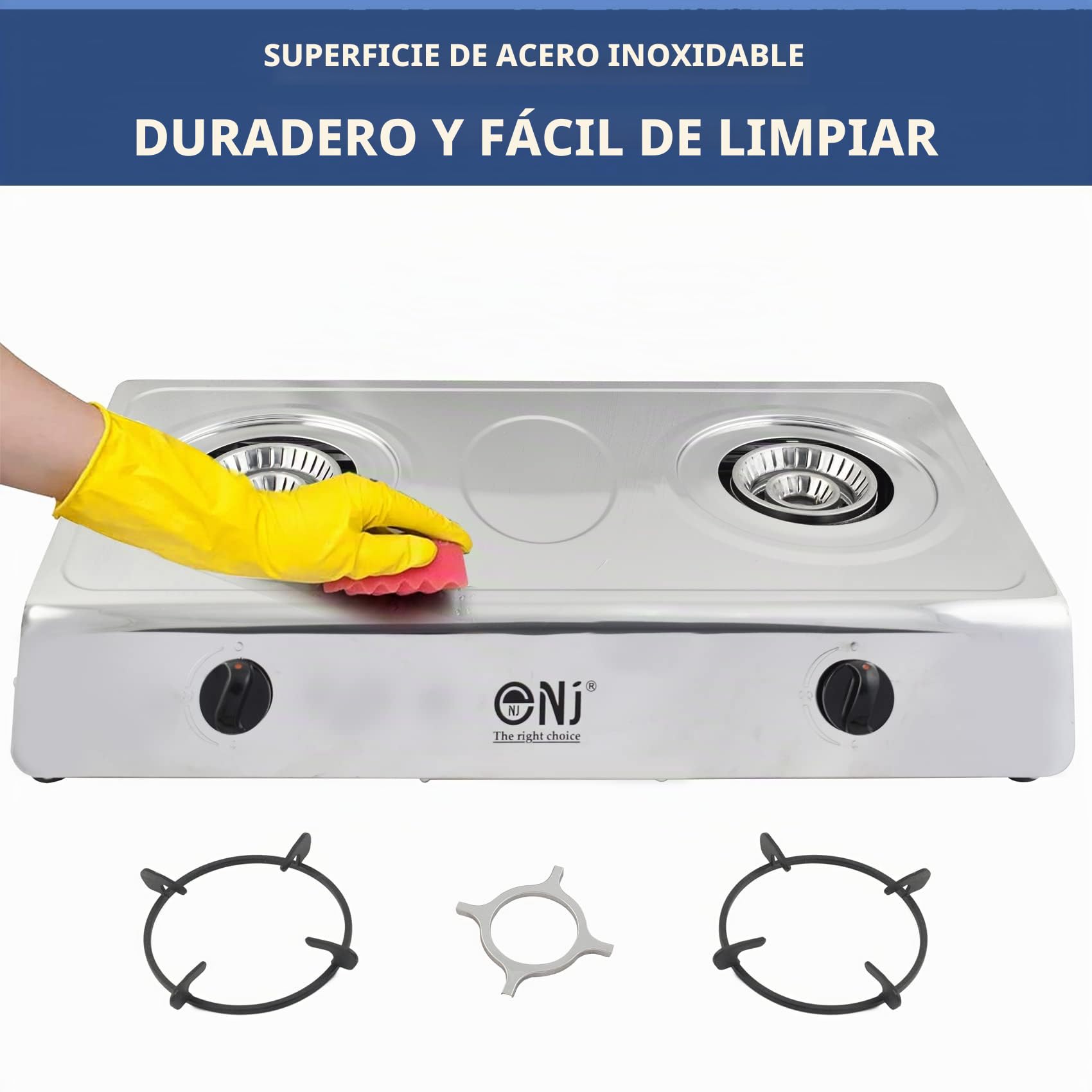 NJ-200 Cocina de Gas Portátil - 2 Fuego Hornillo Camping Gas GPL