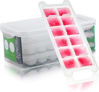 Sponsored Ad - Ice Cube Trays with Lid and Storage Bin for Freezer, 3 Packs Trapezoid Ice Cube Molds, BPA Free Easy Releas...