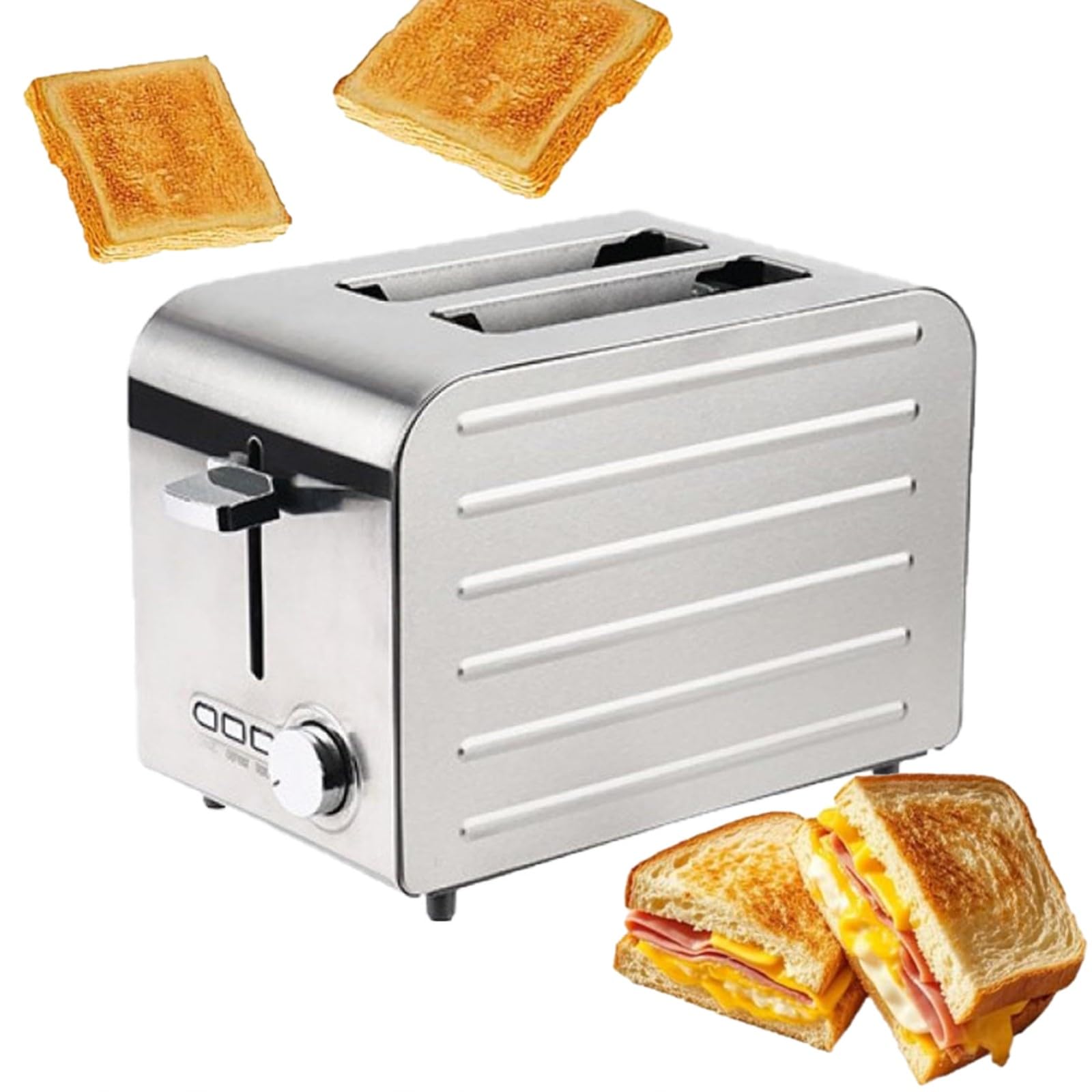 Tostapane Forno In Acciaio Inossidabile 2/4/6 Fette Tostapane Commerciale Con 7 Livelli Di Doratura, Funzione Congelato/Annulla/Riscaldamento, Vassoio Briciole Rimovibile 2 Slices