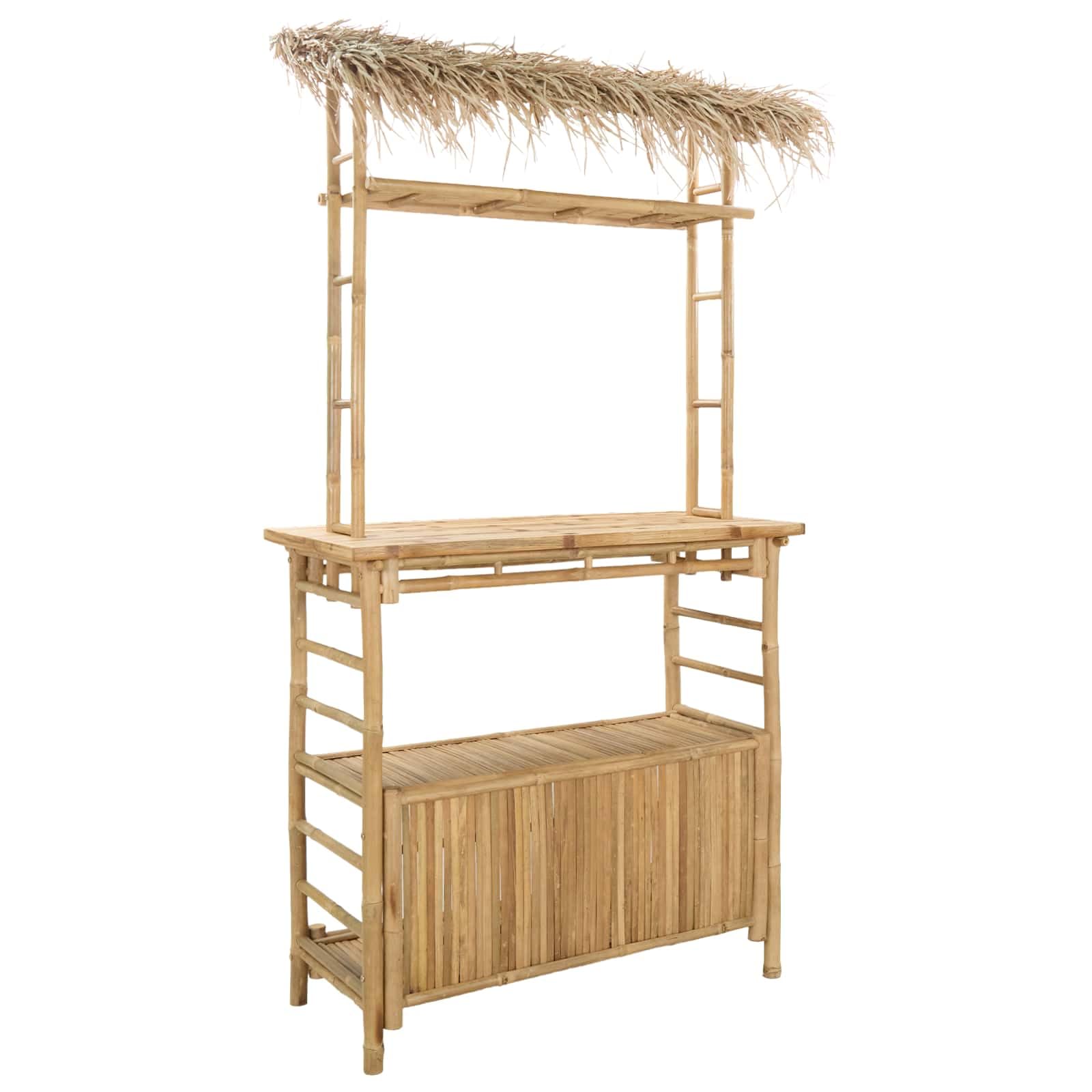 vidaXL Table de Bar extérieure Naturel 110 x 50 x 209 cm Bambou