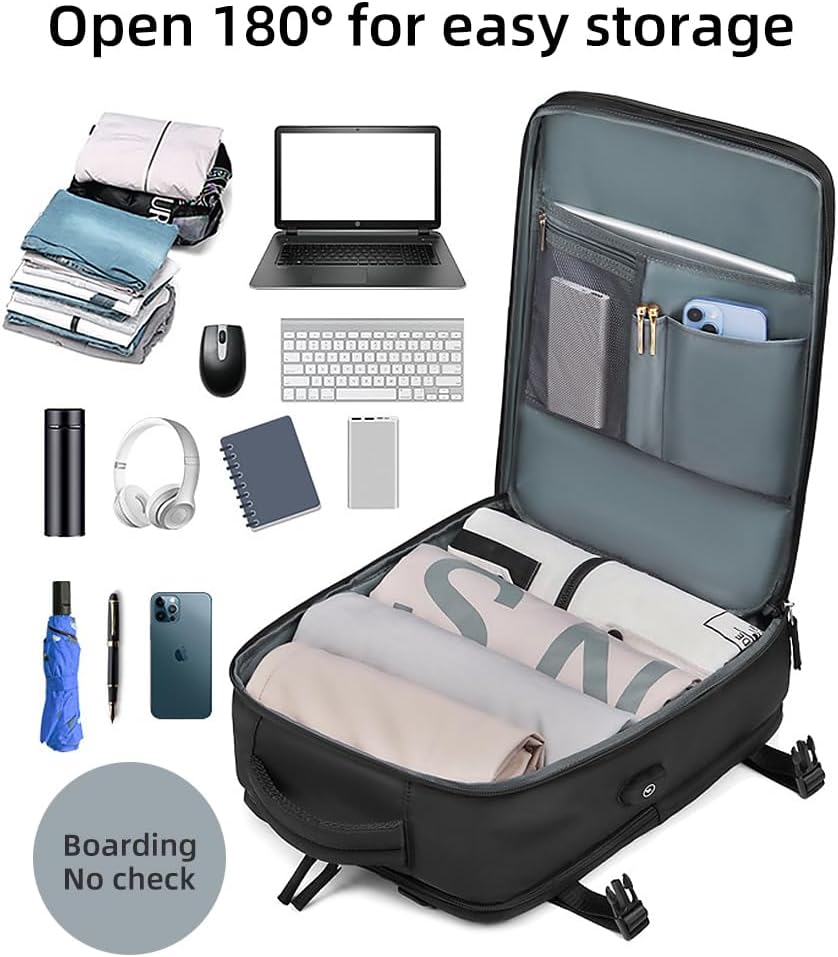 Makes Large Casual Travel Backpack For Women Men,Carry On Rucksack Flight Approved,Hiking Waterproof Outdoor Sports Daypack Fit 15.6 Inch Laptop Shoes Compartment 2201-black image 2 of 6 B0DMVYQ196