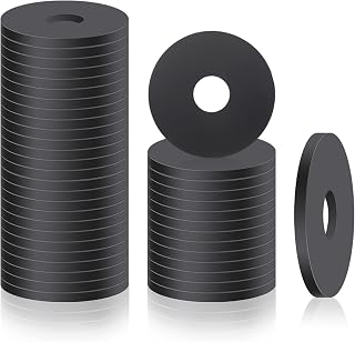 50pcs Large Flat Rubber Washers Assortment Kit, 25mm Heavy Duty Black Rubber Washers Rubber Grommet for Household Appliances Faucets Screws Bolts (1'' OD x 1/4'' ID x 1/8'')