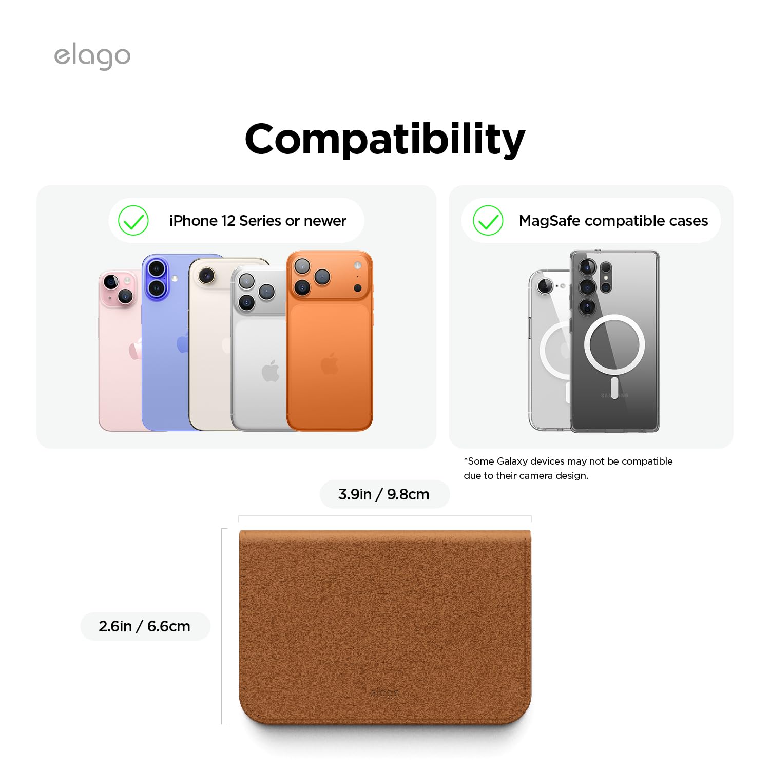 elago Magnetyczny Portfel ze Skóry Wegańskiej, Etui na Karty (3 Karty) Kompatybilny z MagSafe – Bezpieczny Portfel na Telefon, Ochrona przed Zarysowaniami i Uszkodzeniami (Brązowy)