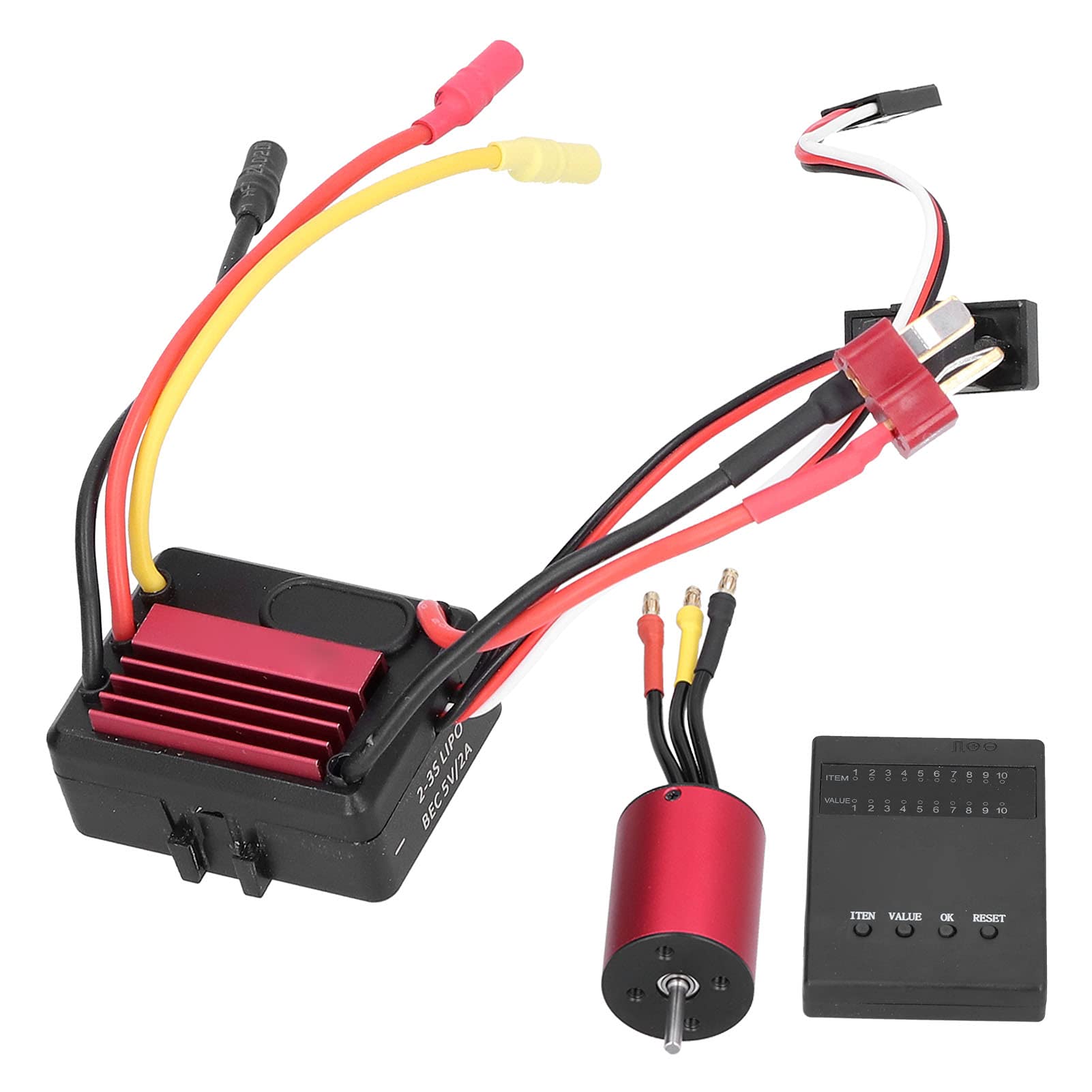 Bezosztelowy Zestaw Elektroniki RC, Silnik 2838 2700KV + 35A ESC + Karta Programowania do Samochodów 1/14