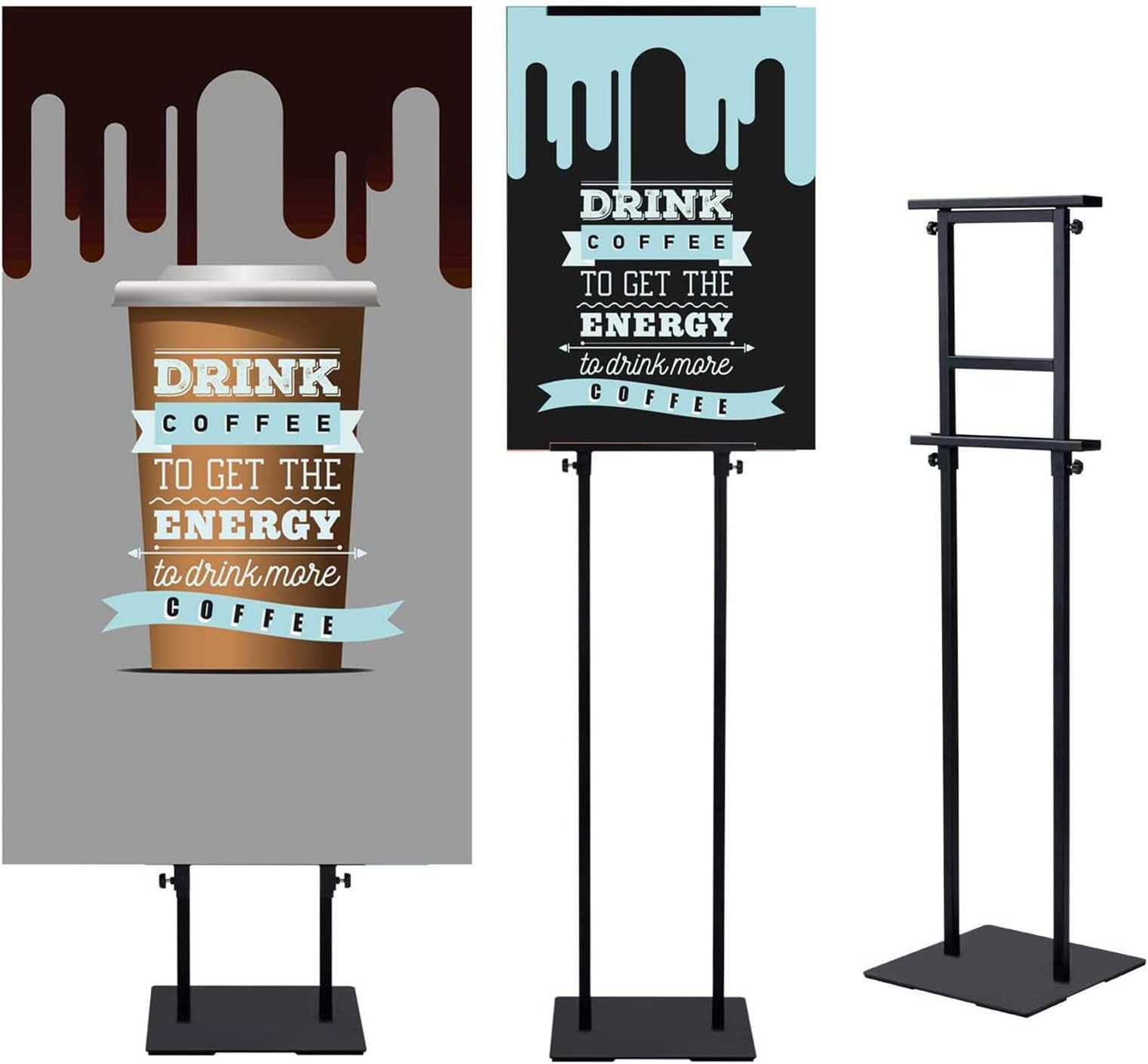 SCZS Heavy Duty Floor Standing Display Poster Sign Holder Adjustable Height with Base