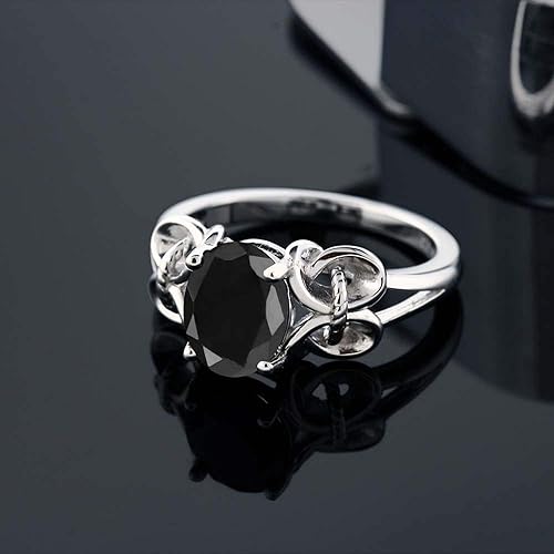 Vista 4 de Gem Stone King Anillo de compromiso ovalado con piedra natal para mujer, plata de ley 925, ovalado de 0.354 x 0.276 in, anillo de compromiso