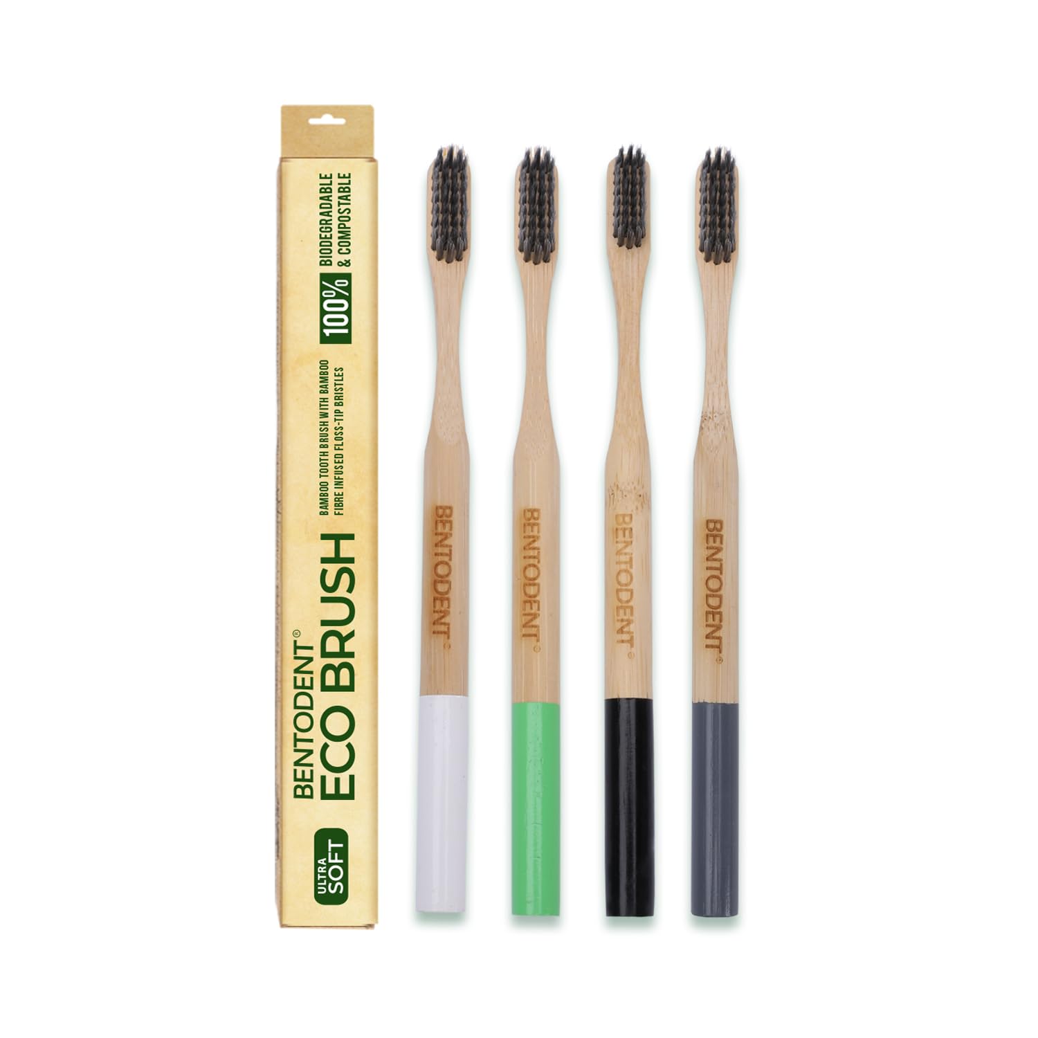 Bentodent toothpaste - Teeth Whitening Products | Charcoal Bamboo Toothbrush | Round Bottom Bamboo toothbrush | Soft (Pack of 4 Adult Teeth Whitening Bamboo toothbrush)-picture-40