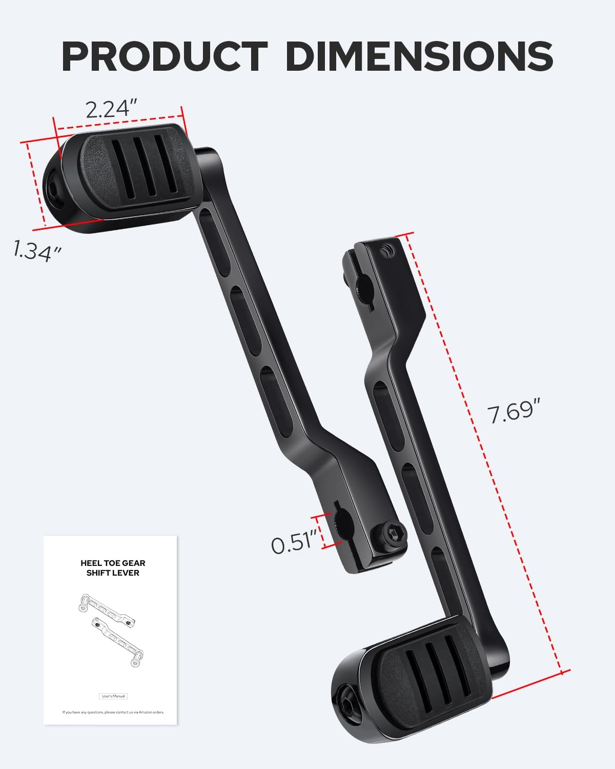 Benlari Heel Toe Shifter Pegs, 304 Stainless Steel Shifter Lever Pegs Fit for Harley Touring Street Glide Road Glide Road King Electra Glide 1988-2024, FL Softail 1986-2017, Trike 2008-2024, Black