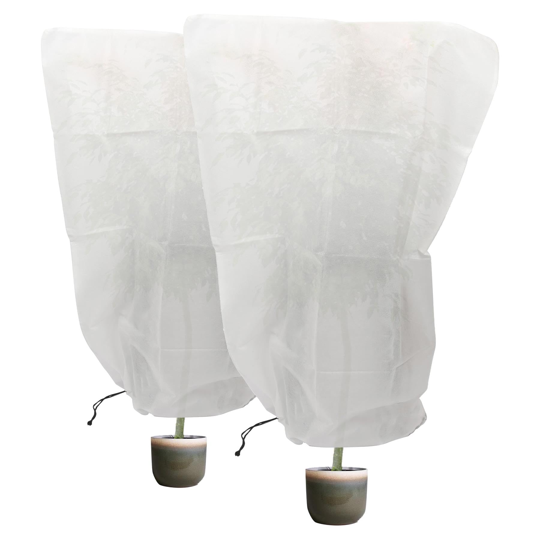 Harbour Housewares 1.2 x 1.8m Plant Fleece Frost Protection Cover - Set of 2 Horticultural Winter Fleece Plant Cover Protector Cloth Blanket with Drawstring for Outdoor Flowers, Trees, Bushes & Shrubs