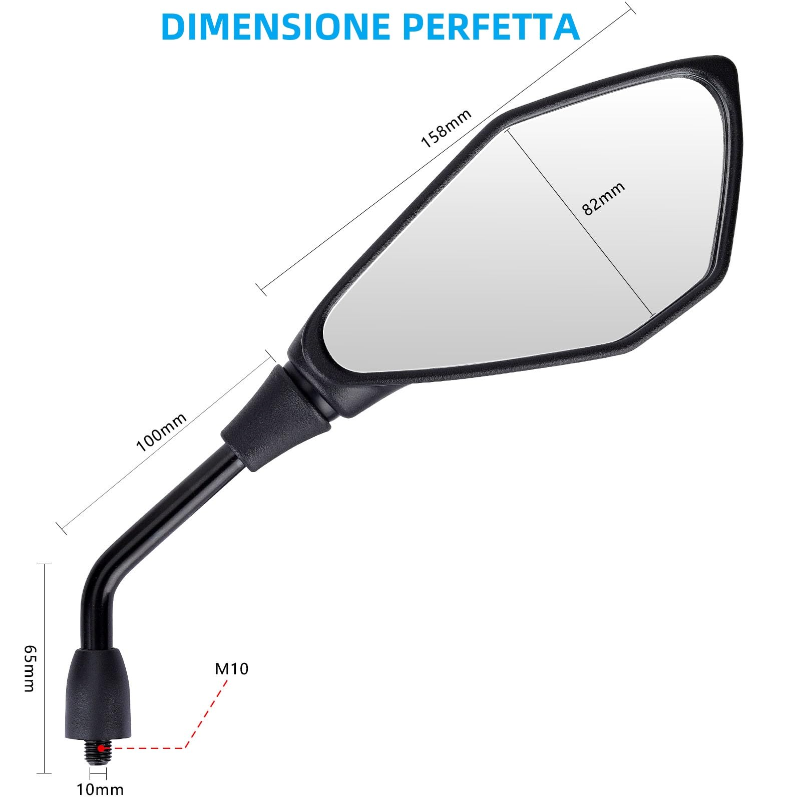 2 Pezzi Specchietti Moto E57 Omologati, Specchietti Moto Manubrio, Specchietto Retrovisore M10 Regolabili per ATV, Scooter, Cruiser, Moped, Quad, Roller