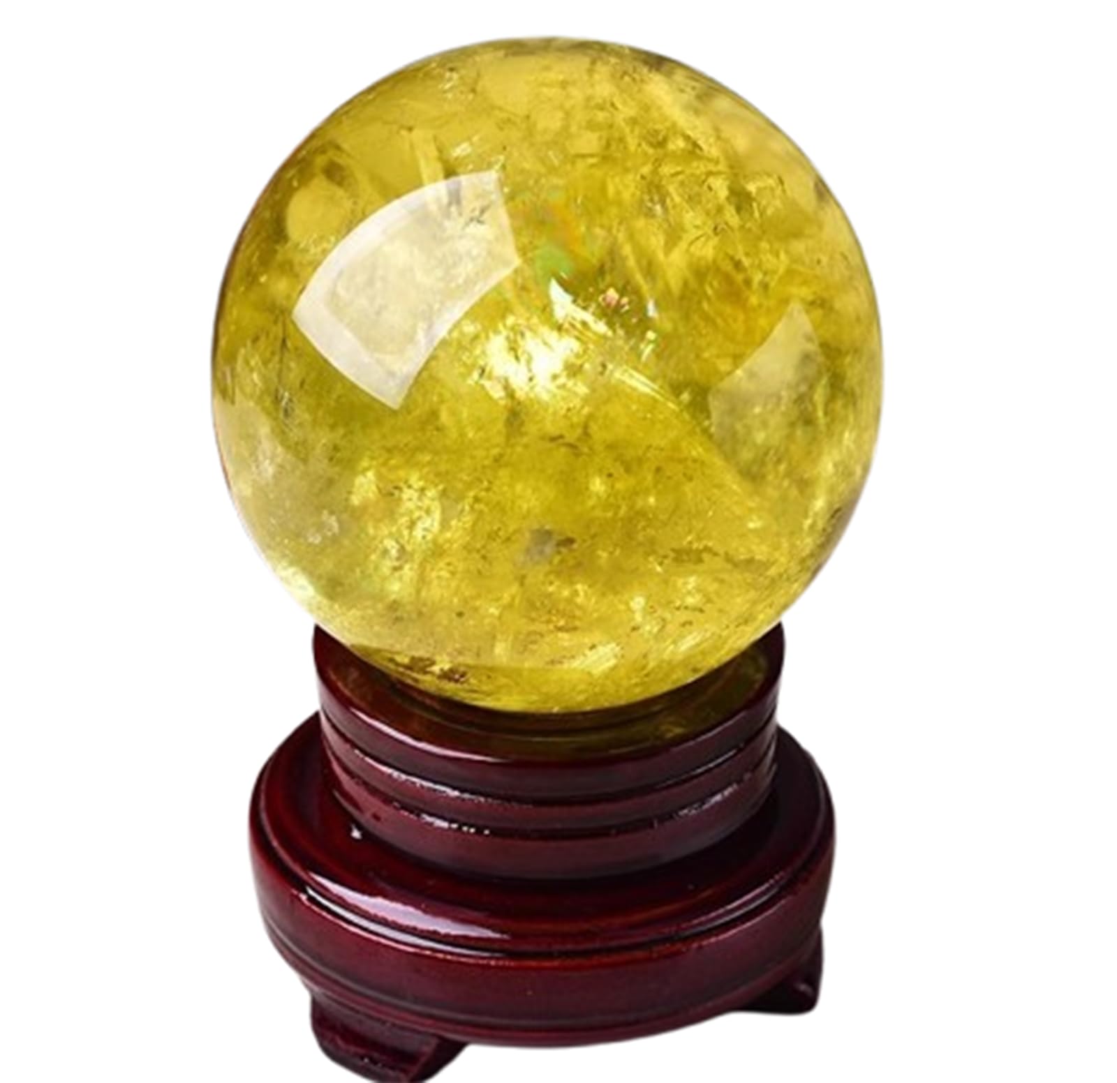 CYVXCPPGI Crystal Quartz Sphere Ball Polished Citrine Crystal Ball Ornament for Feng Shui Divination Fortune Telling Tabletop Fountain Decoration Crystal Orb,8cm