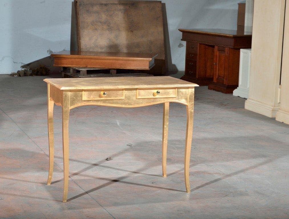 EsteaMobili Writing Desk Console Table Wood Finish Gold Leaf
