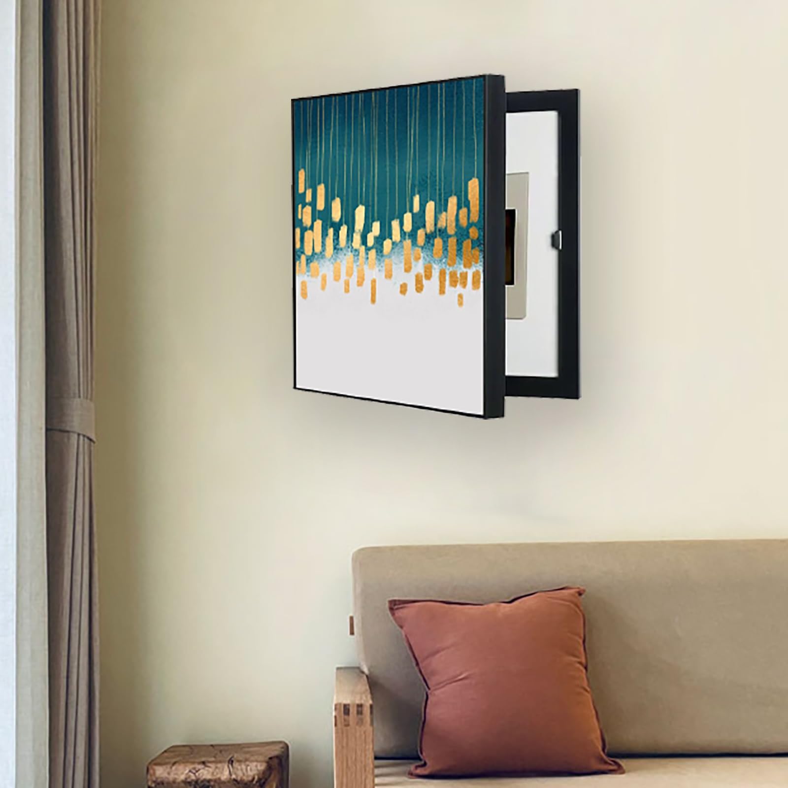 Generico Copertura Quadro Elettrico Decorativa Copri Cassaforte A Muro, Moderna Quadri Quadro Nascondi Copri Quadro Elettrico per La Tua Casa(Black-5,30 * 40cm/11.8 * 15.7in)