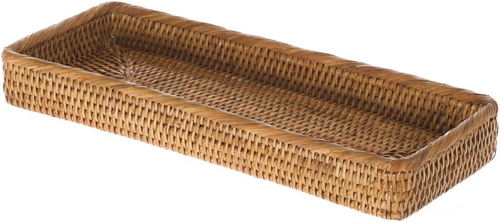 La Jolla Elongated Rattan Vanity Tray (Honey-Brown)