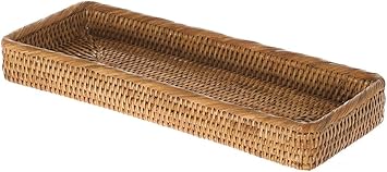 La Jolla Elongated Rattan Vanity Tray (Honey-Brown)
