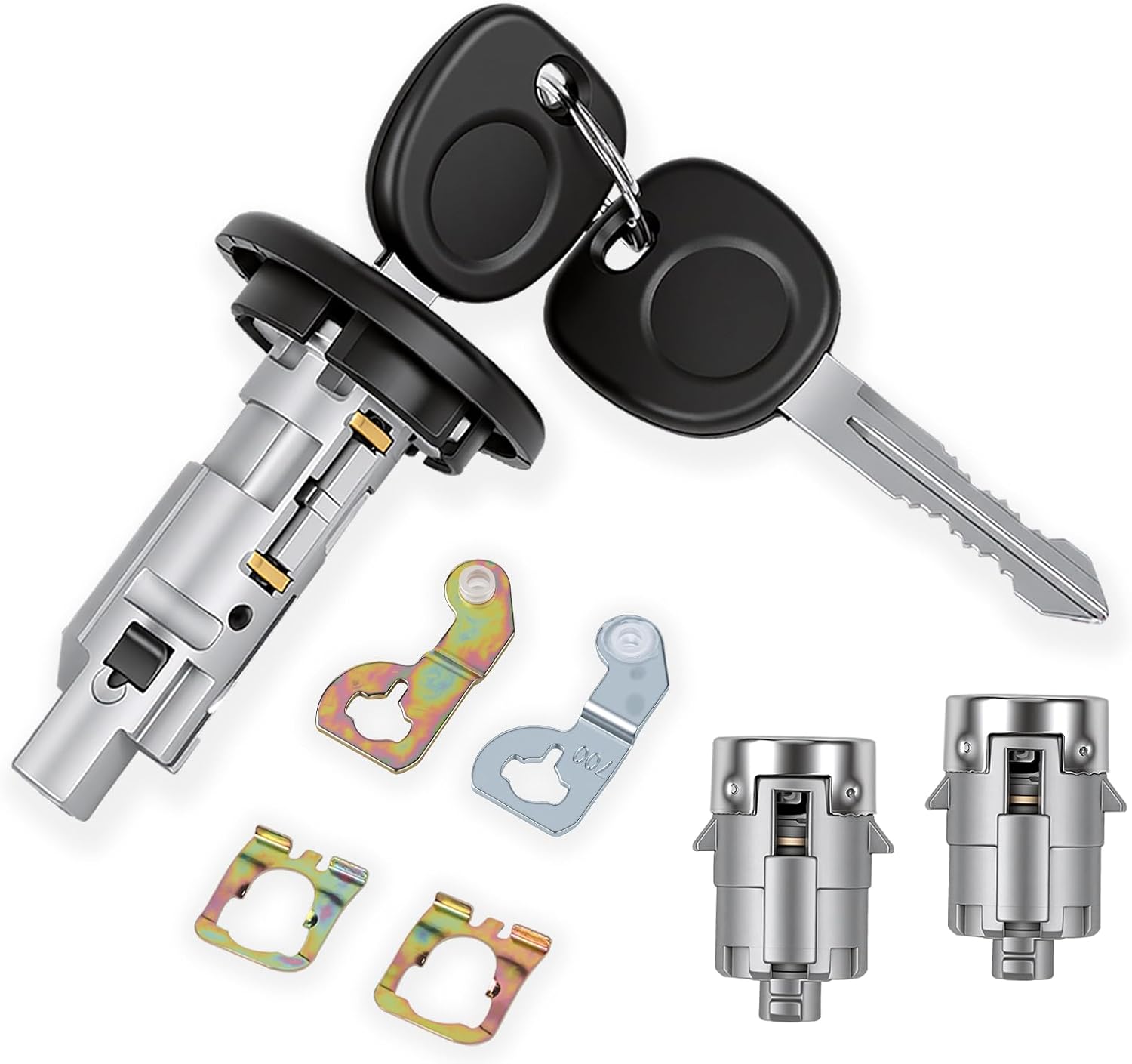 Ignition Switch Lock Cylinder with Pair Front Door Lock Cylinder Compatible with Chevy GMC Cadillac Vehicle Silverado Suburban Tahoe Avalanche, Sierra Yukon, Escalade Replace# 707835, 706592, 598007