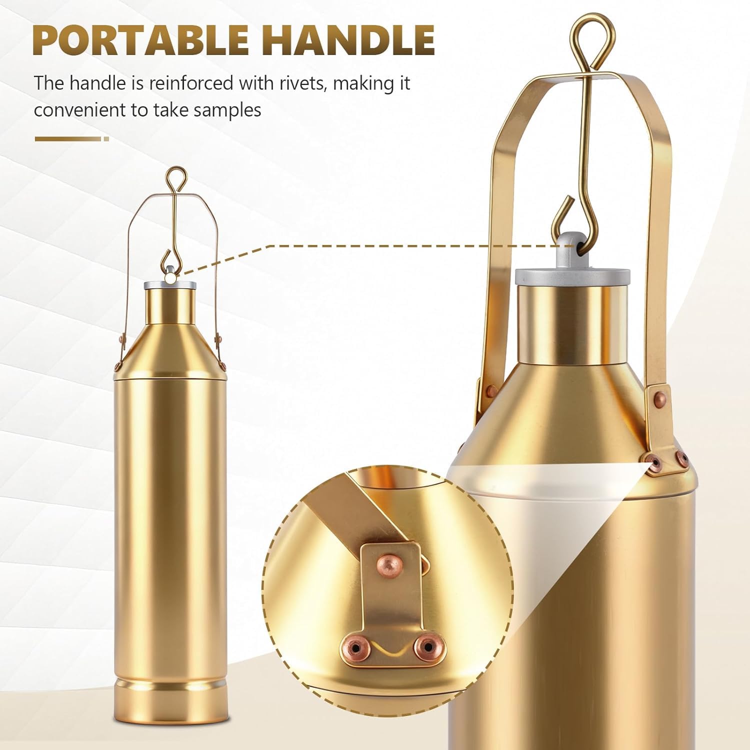 Secchio per Campionamento Olio Portatile, Bottiglia per Campionamento in Ottone, Set Campionatore Serbatoio Olio, Campionatore Olio Campionatore Petrolio Campionamento Bottiglie Liquide,1000ml
