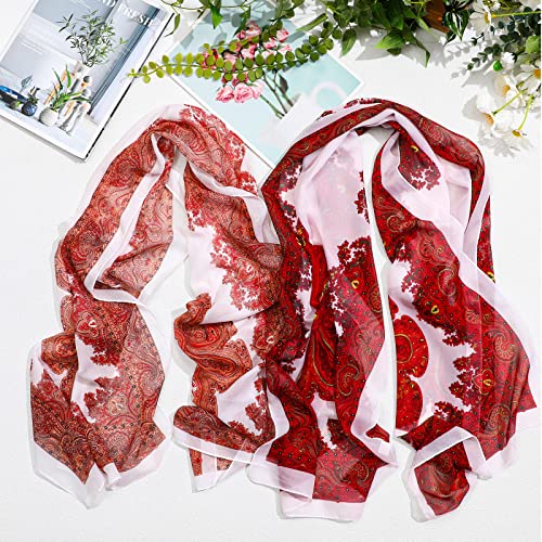 Sureio 6 Pcs Scarves for Women Lightweight Summer Floral Print Pattern Scarf for Women Dressy Long Thin Scarf Shawl(Classic Style) 5