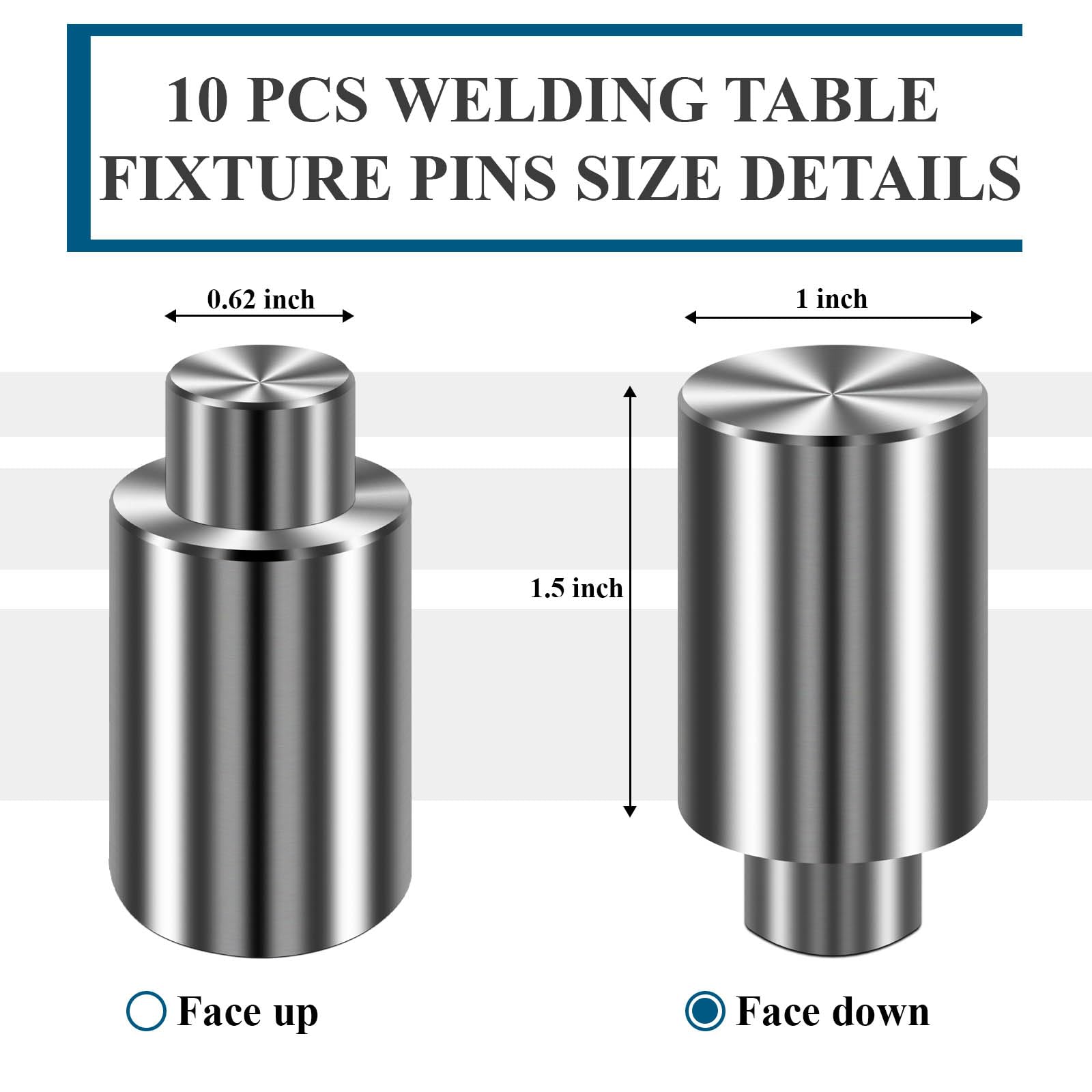 Hezaosth Welding Table Fixture Pins, 10 Pack, 5/8