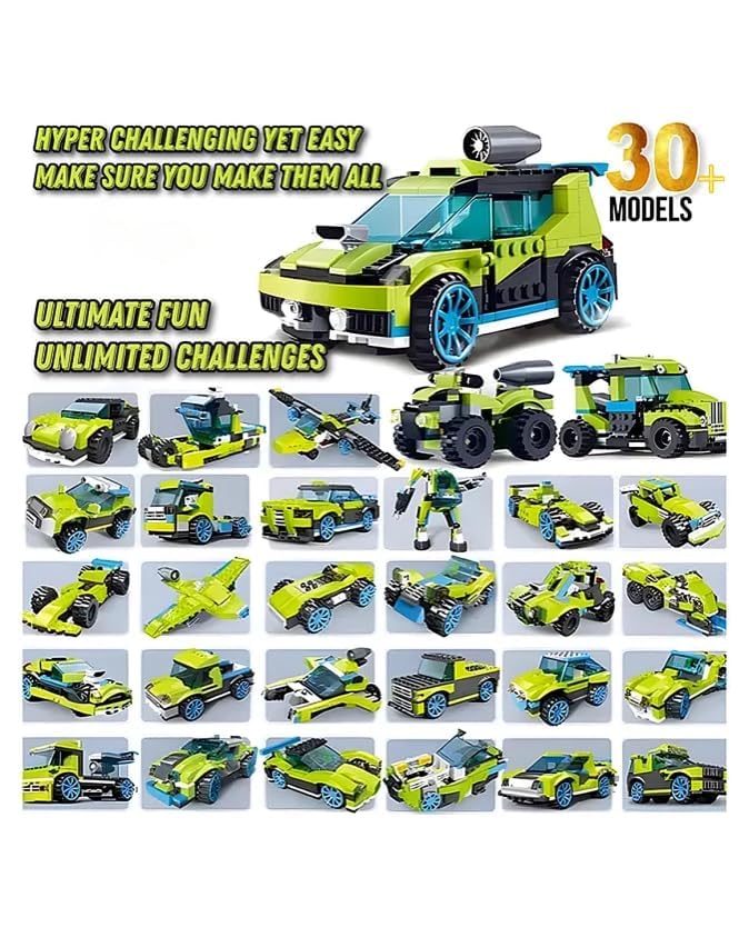 Image of Sky Tech Architect 30 in 1 Rocket Rally Racing Cars Building Blocks | 241+ Pieces | Creative Construction Toy for Kids | DIY Brick Robot, Jet, Ship Models Play Build Skill | Ideal for Boys & Girls