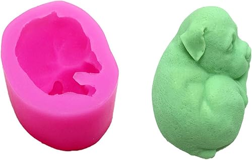 Molde de vela para cachorros, moldes de vela de silicona 3D para perros, moldes de jabón para cachorros, moldes para hornear pasteles de chocolate,