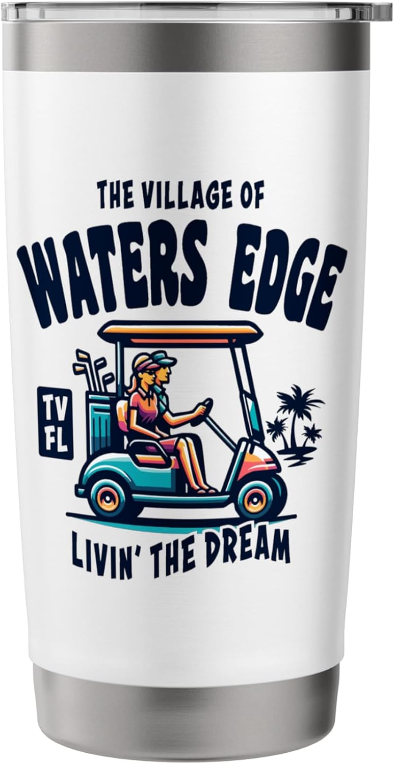 The Village of Waters Edge Golf Cart Design Stainless Steel Insulated Tumbler