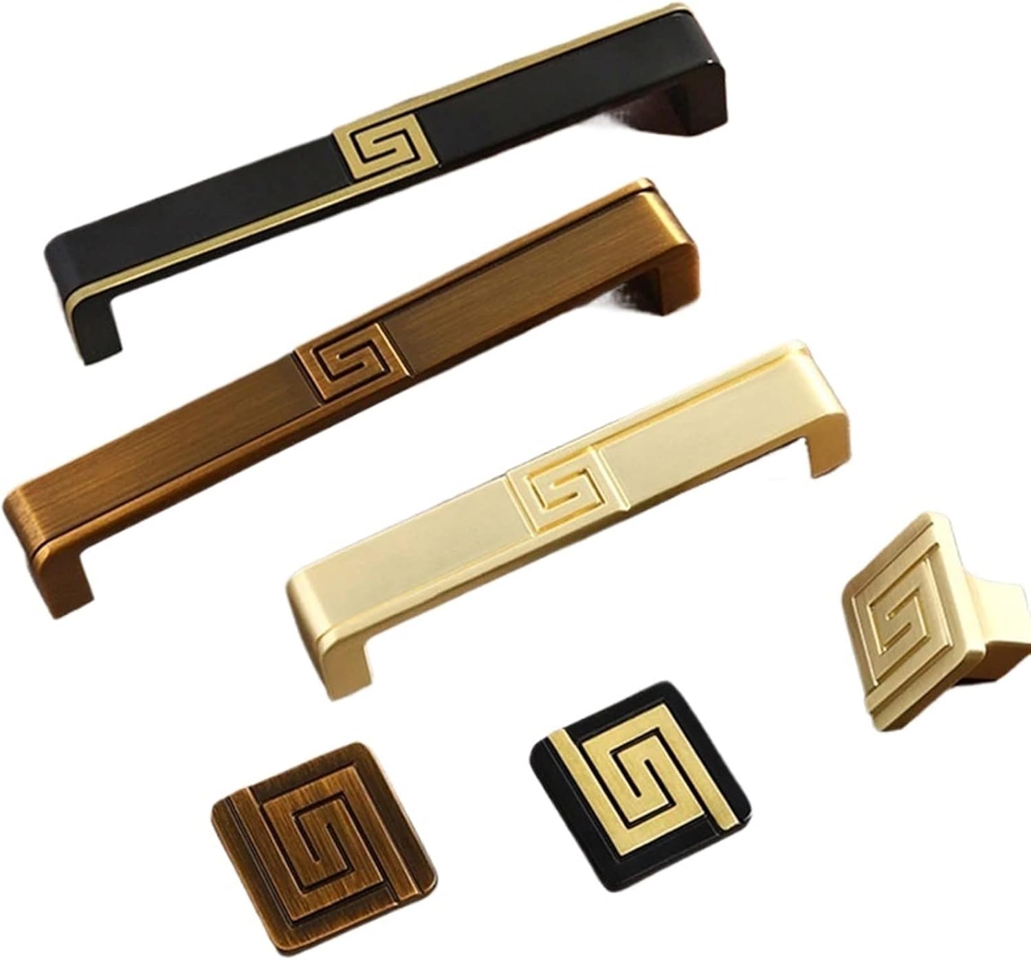 Brass Furniture Handles Gold/Black/Bronze Cabinet Door Drawer Wardrobe Dresser Pulls Knobs 2Pcs(Brown-96mm)
