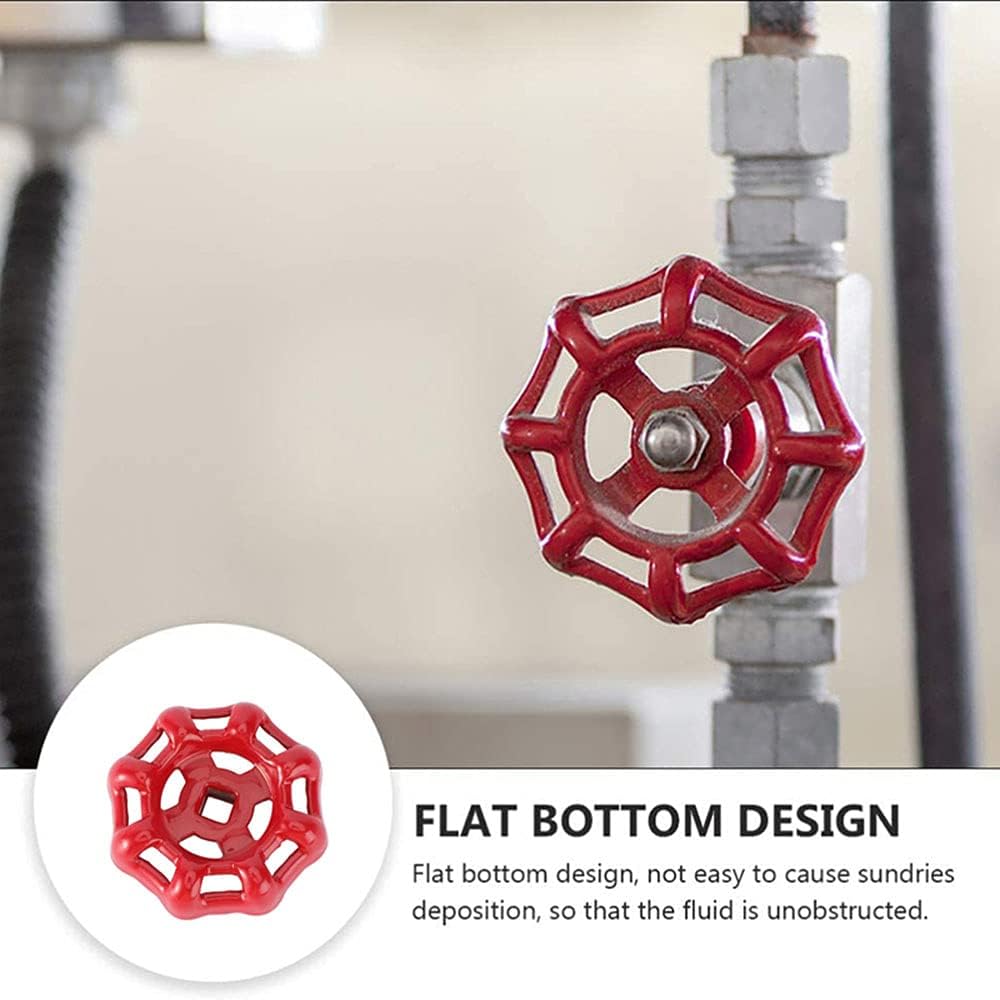 Cast Iron Outside Faucet Round Wheel Handle, Hose Bib Water Spigot 7x7mm, Red