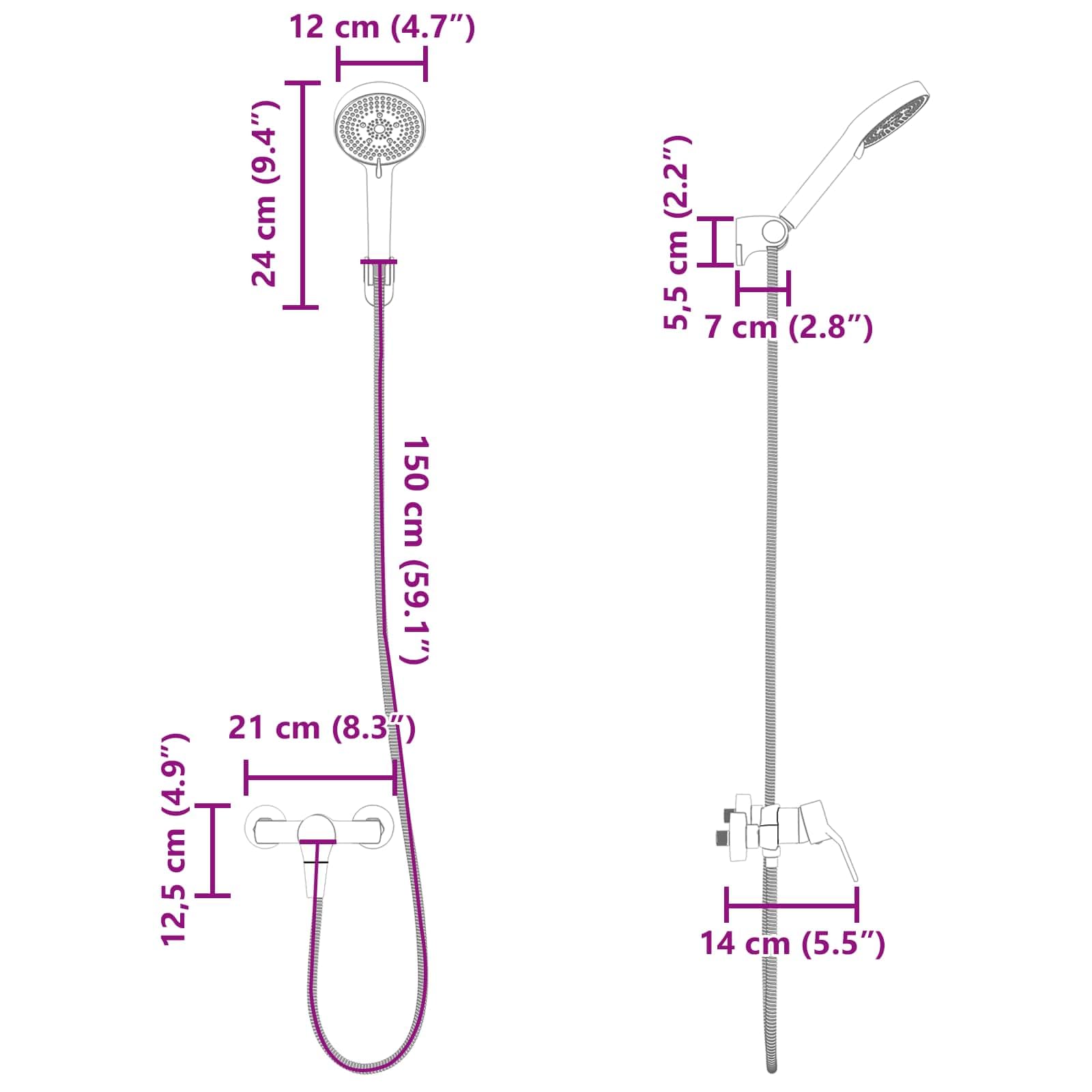 Mangloder Juego de alcachofa de ducha negro G 1 2 pulgadas de latón con 5 funciones, ahorro de agua y antical para bañera, ducha, cabina de ducha, fácil instalación, duradera, alta calidad