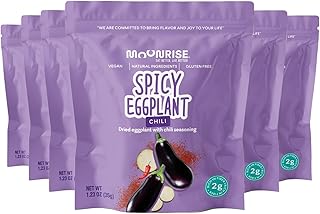 Moonrise Spicy Dried Eggplant | Chili-Lime Vegetable Snack | Vegan | Gluten-Free | Low-Calorie | High Fiber | 100% Natural Clean-Label Snack (Pack of 6)