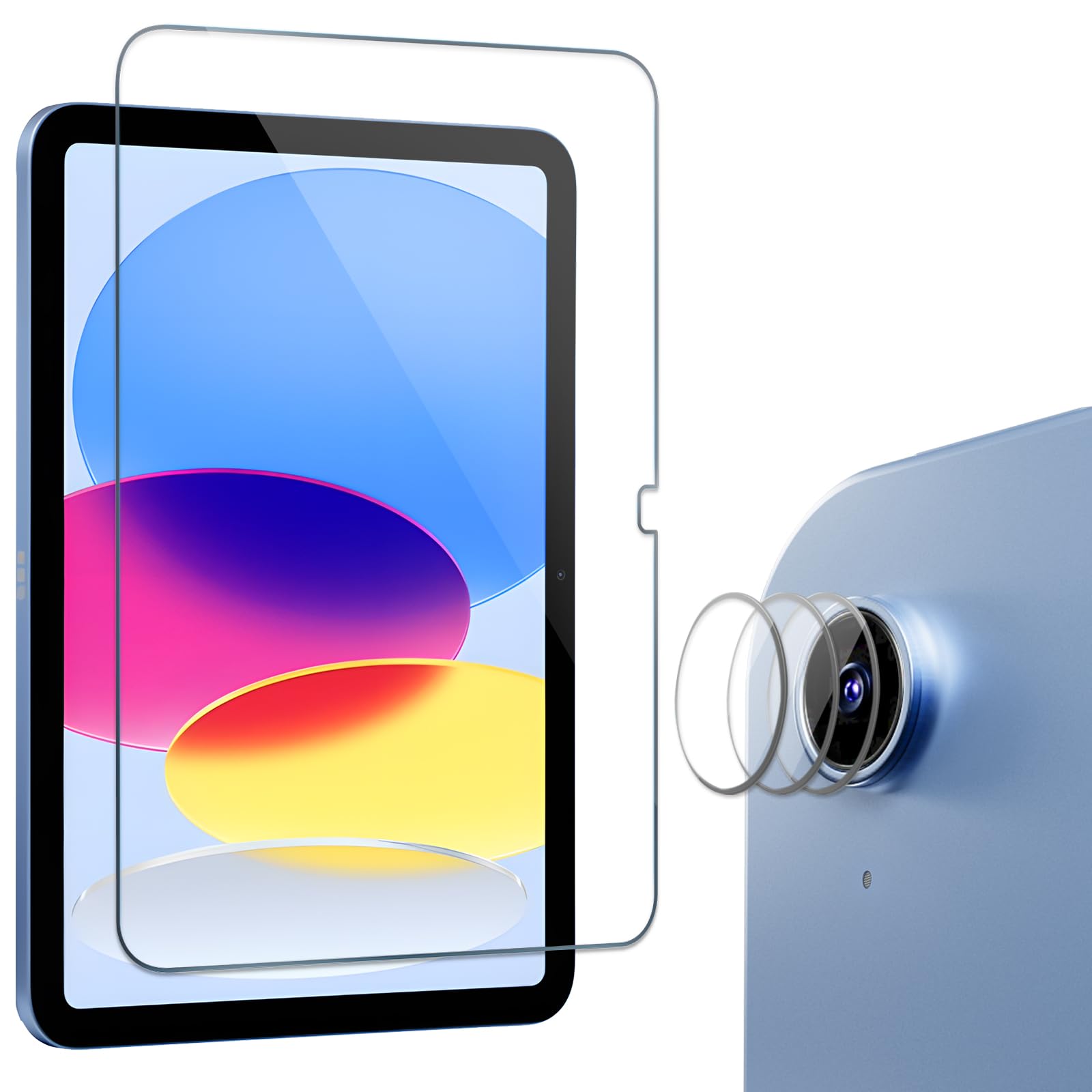 ProCase Schutzfolie für iPad 11 (A16) 11 Zoll 2025/ iPad 10. Generation 10,9 Zoll 2022, Glas mit 3 Stück Kamera Schutz Folie Screen Protector Schutzglas für iPad (A16) 11/ iPad 10. Gen | 1 x Displayschutzfolie aus gehärtetem Glas, mit 3 x Kameraobjektivschutz, Schutzfolie für iPad 11 Zoll / 11 Zoll 2025/2022