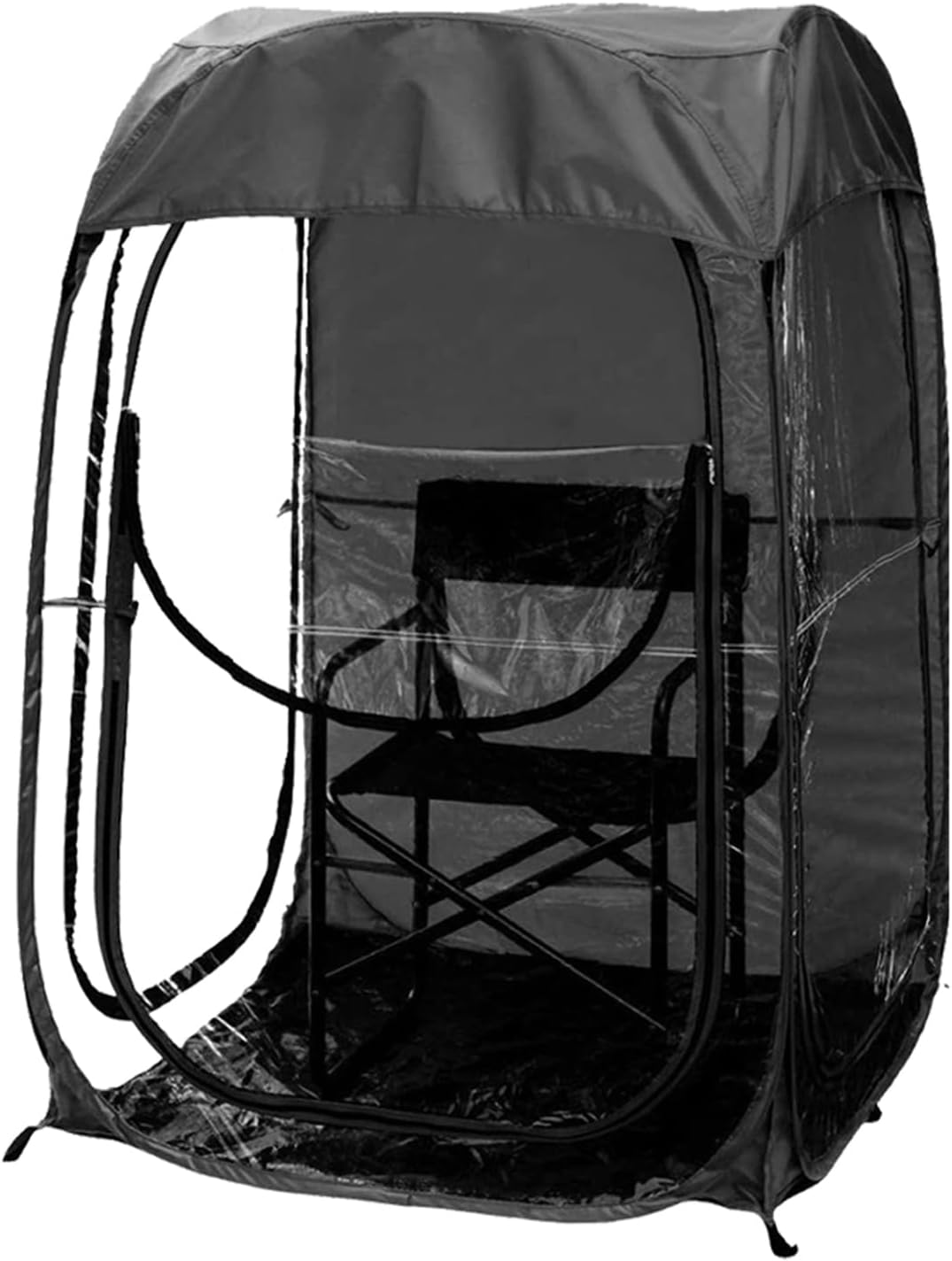 Weather Pod, Sports Tent with Removable Top Cover, Sports Pod Pop Up Tent, Weather Pods Transparent Weather Proof Pod for Fishing, Camping, Wathing Games, Sports Event (Black)
