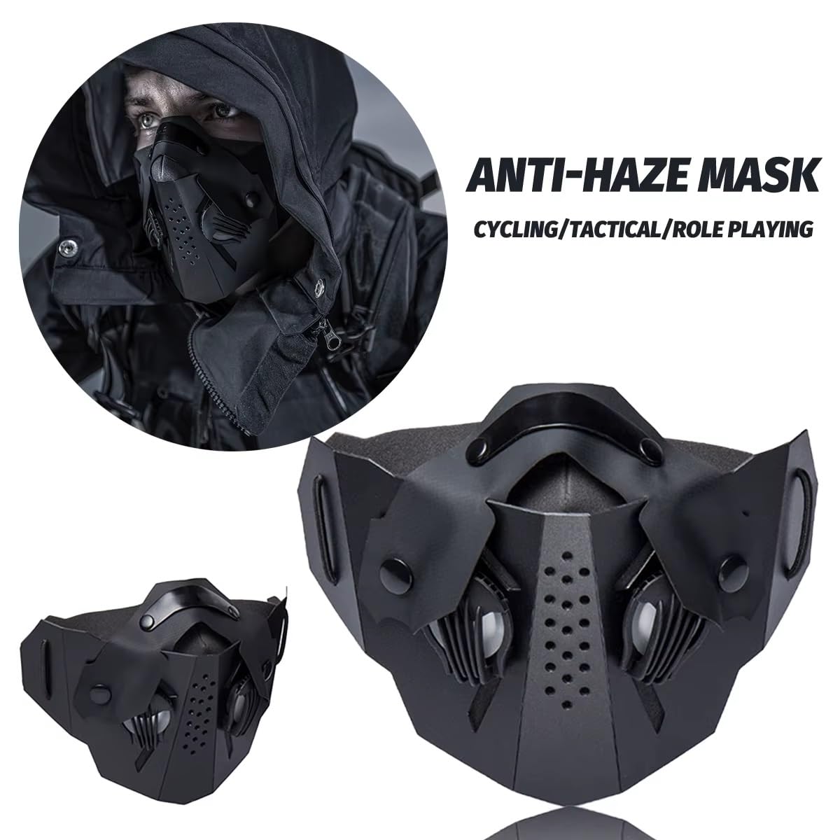 Maschera antipolvere tattica for ciclismo all'aperto, anti-appannamento, for wargame, CS, paintball, maschera protettiva a mezza faccia, caccia, tiro, cosplay