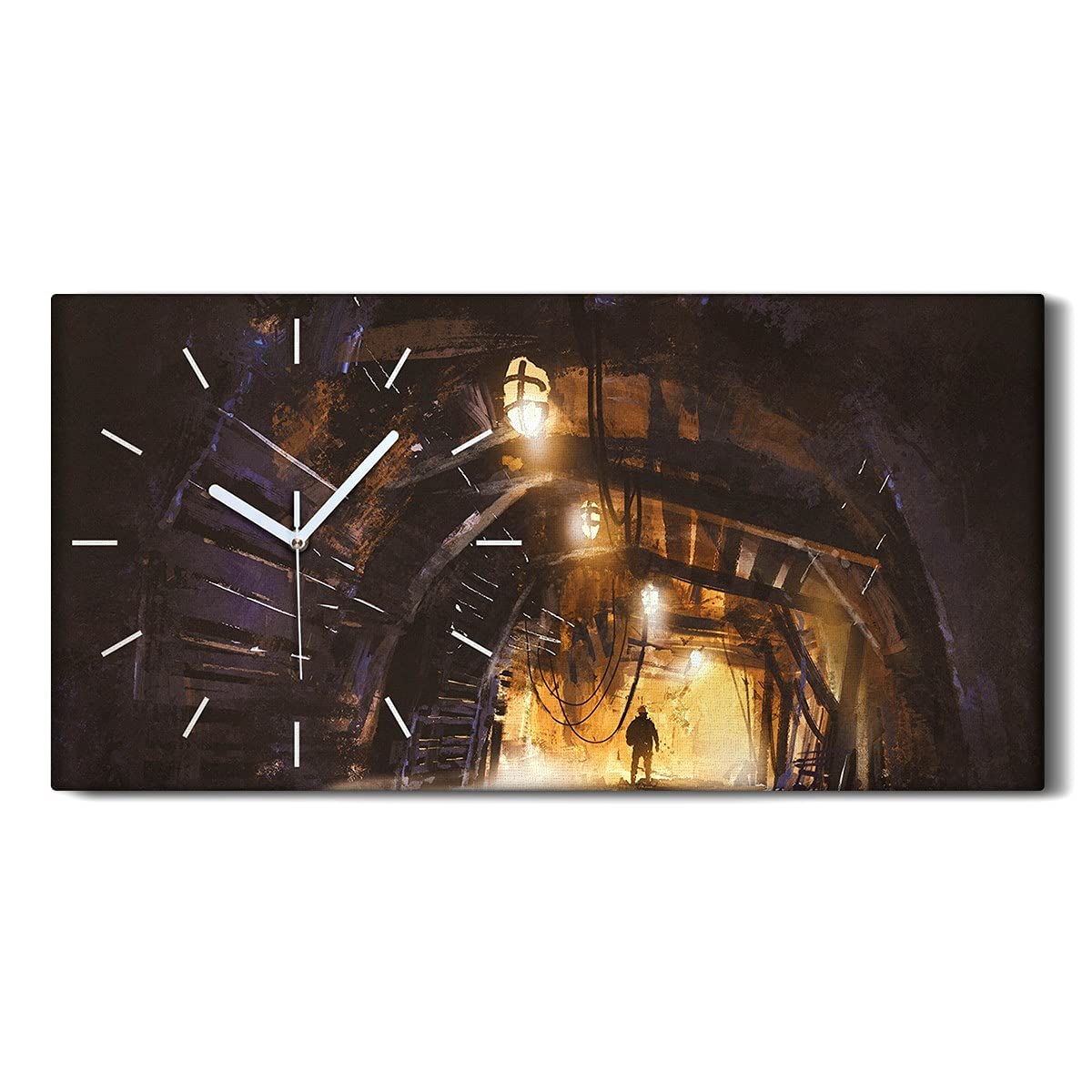 Horloge sur Toile de Salon 60x30cm Ambiance Brume Moderne pour Chambre et Bureau Silencieux
