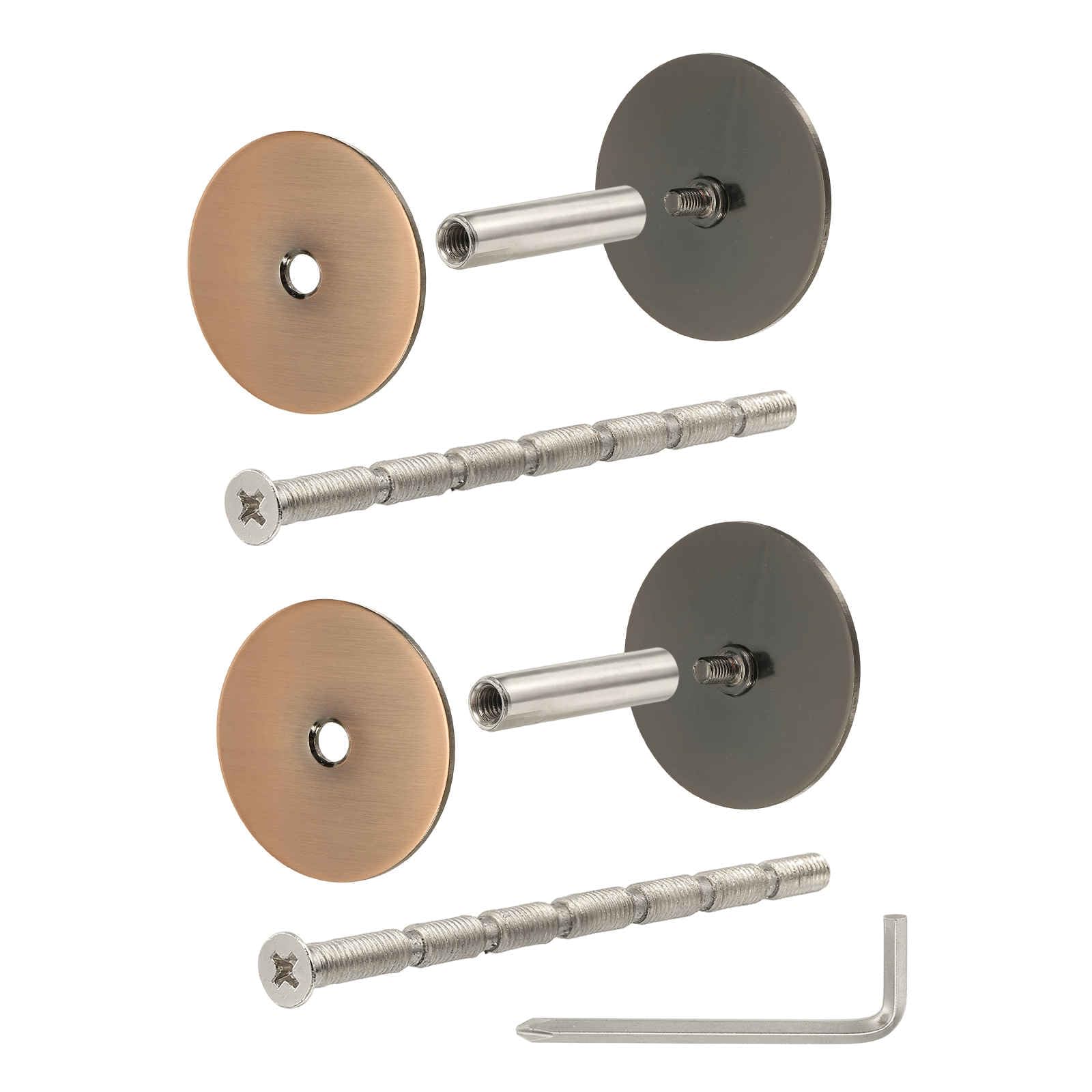 PATIKIL 2Pcs Door Hole Cover Plate, (Coppery) Stainless Steel Deadbolt Cover Plate Door Knob Hole Filler Plates with 3.54" Connecting Screws, Suit for - 1-3/4" Holes/Door/Cabinet/Wall