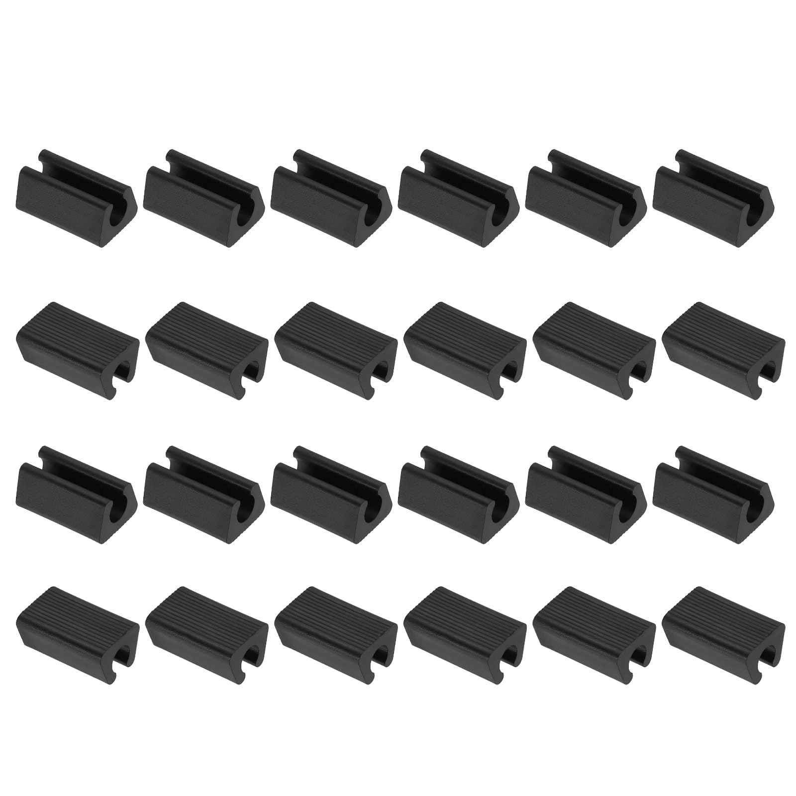 sourcing map 24Pcs U-Shaped Chair Leg Caps, 7-8mm Chair Floor Protectors, Plastic Glide Caps for Metal Chair Feet Covers, Anti-Slip Furniture Pads for Hardwood Floors, Black