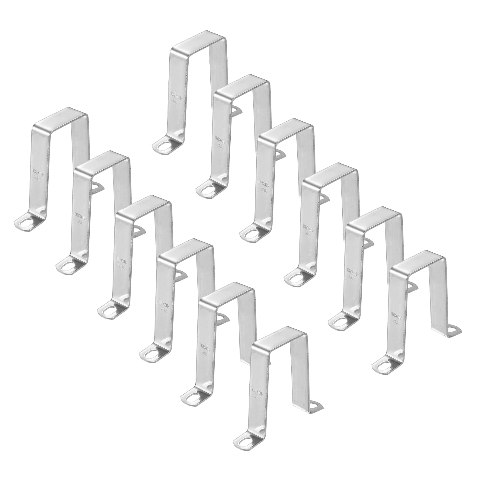 HARFINGTON 12 morsetti quadrati per tubi, 40 x 80 mm, in acciaio inox 304 | Morsetto a forma di U, staffa connettore per tubo quadrato con fibbia per tubo flessibile